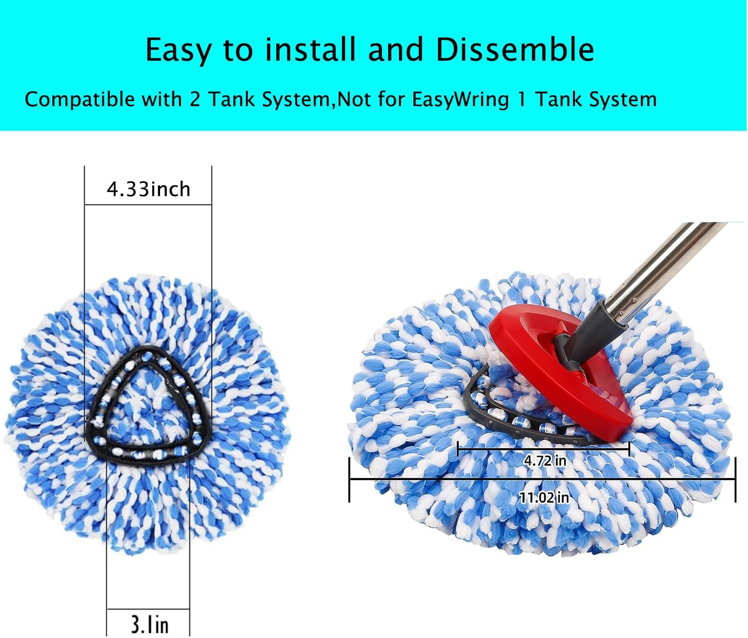 The Spin Mop Replacement Head is compatible with the Ocedar RinseClean 2 Tank Mop System | a microfiber replacement mop head for cleaning all hard surface floors.