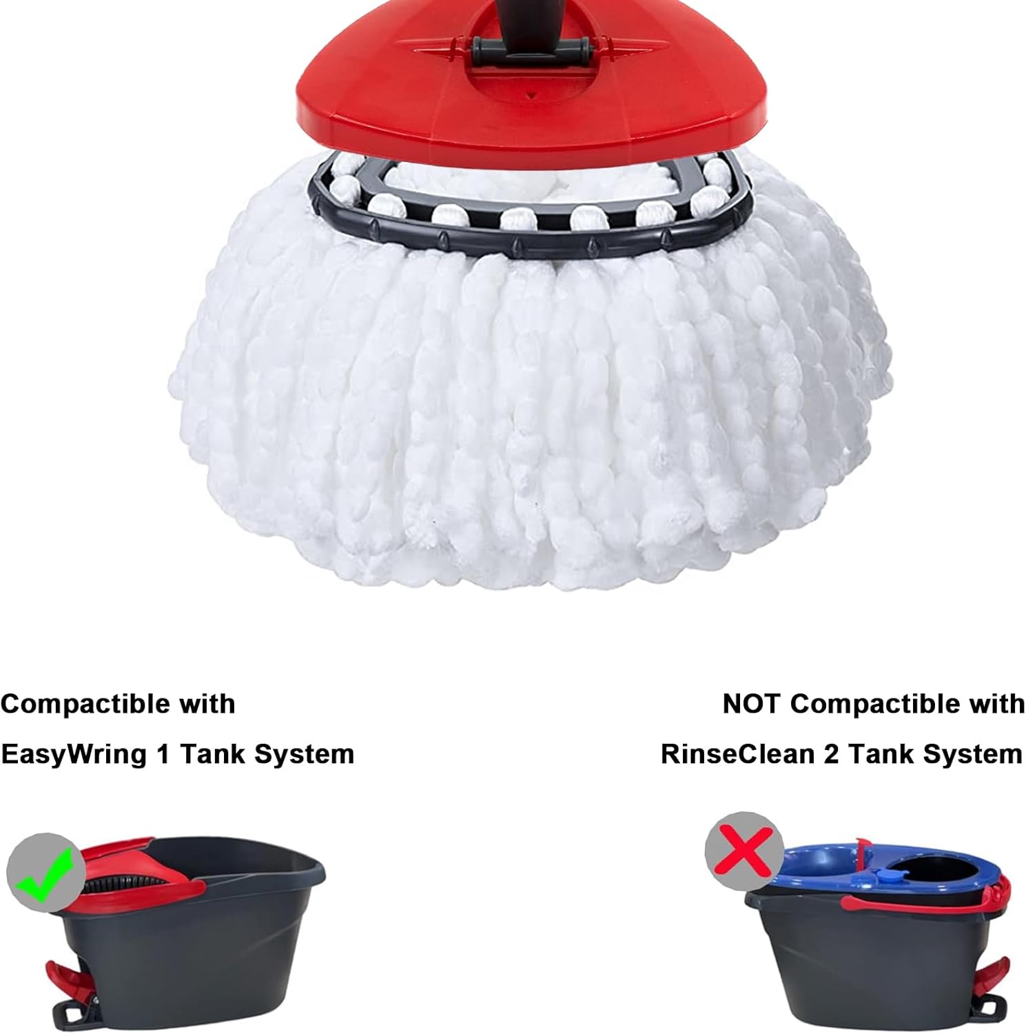 4-Pack Replacement Mop Heads for O-Ceda EasyWrin Spin Mop | Microfiber Spin Mop Replacement | Easy to Clean Mop Head Replacement