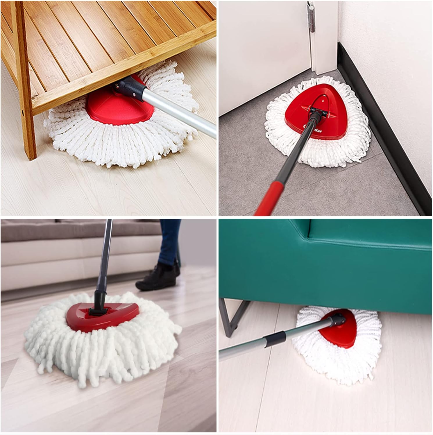 4-Pack Replacement Mop Heads for O-Ceda EasyWrin Spin Mop | Microfiber Spin Mop Replacement | Easy to Clean Mop Head Replacement