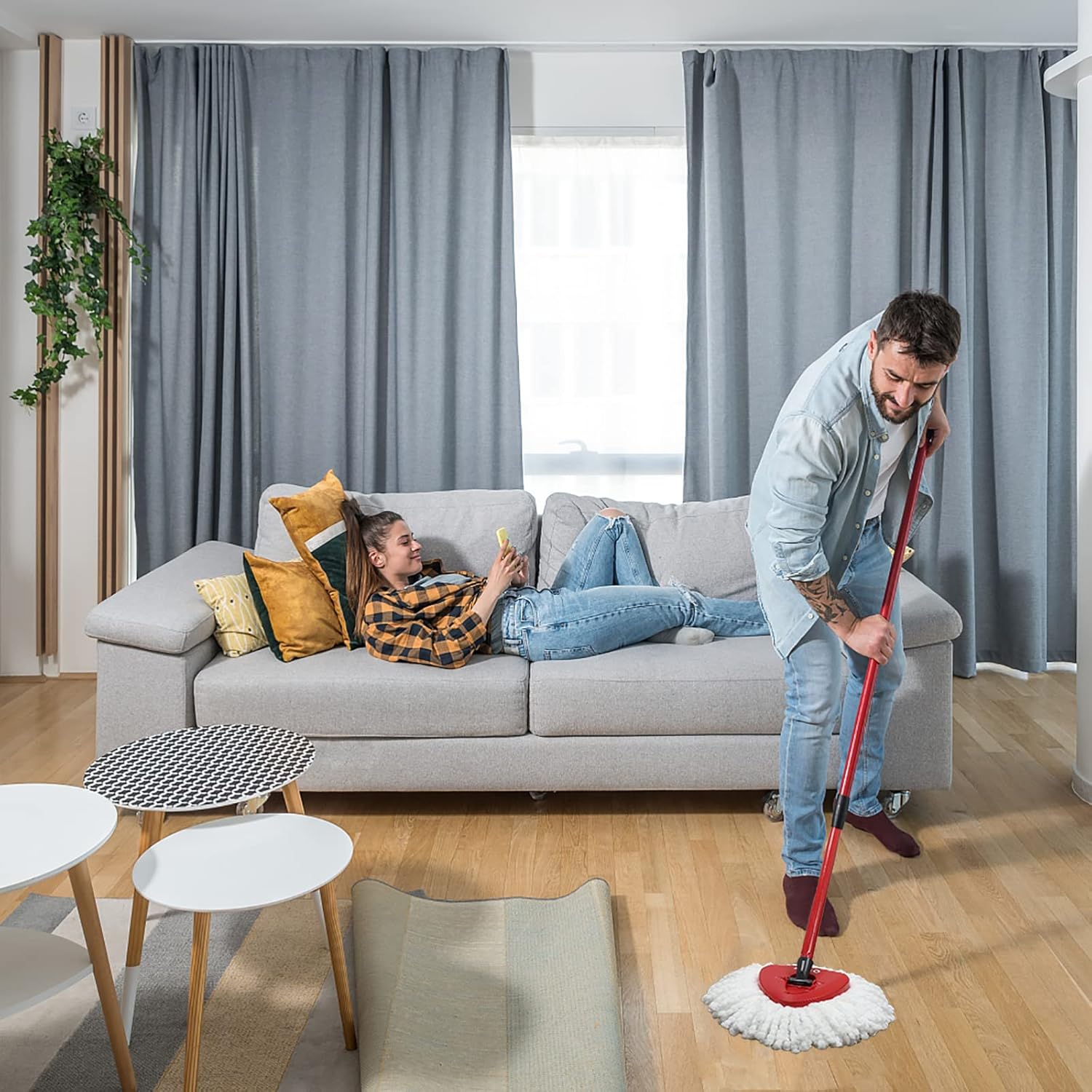 4-Pack Replacement Mop Heads for O-Ceda EasyWrin Spin Mop | Microfiber Spin Mop Replacement | Easy to Clean Mop Head Replacement