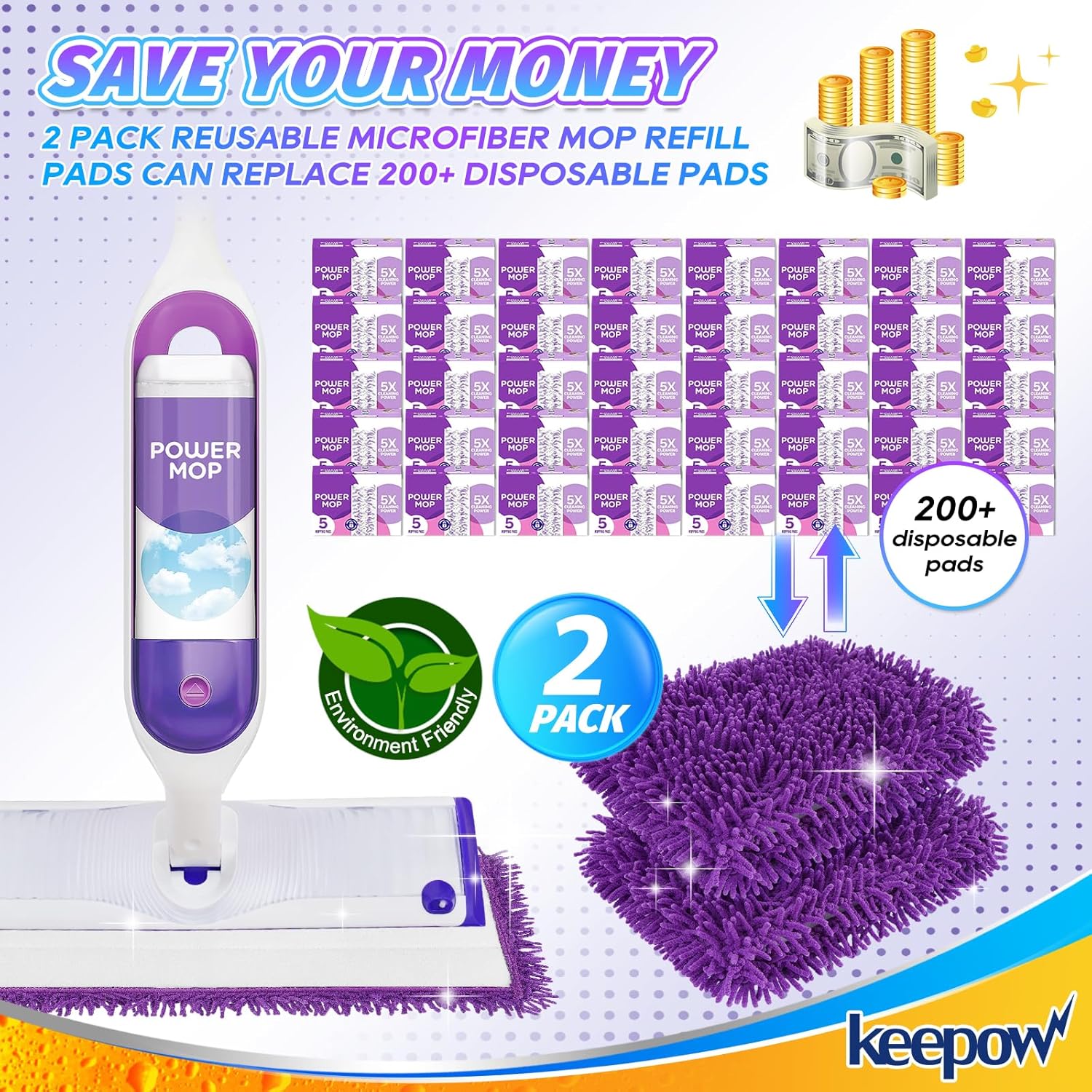 2 Pack Microfiber Electric Mop Pads