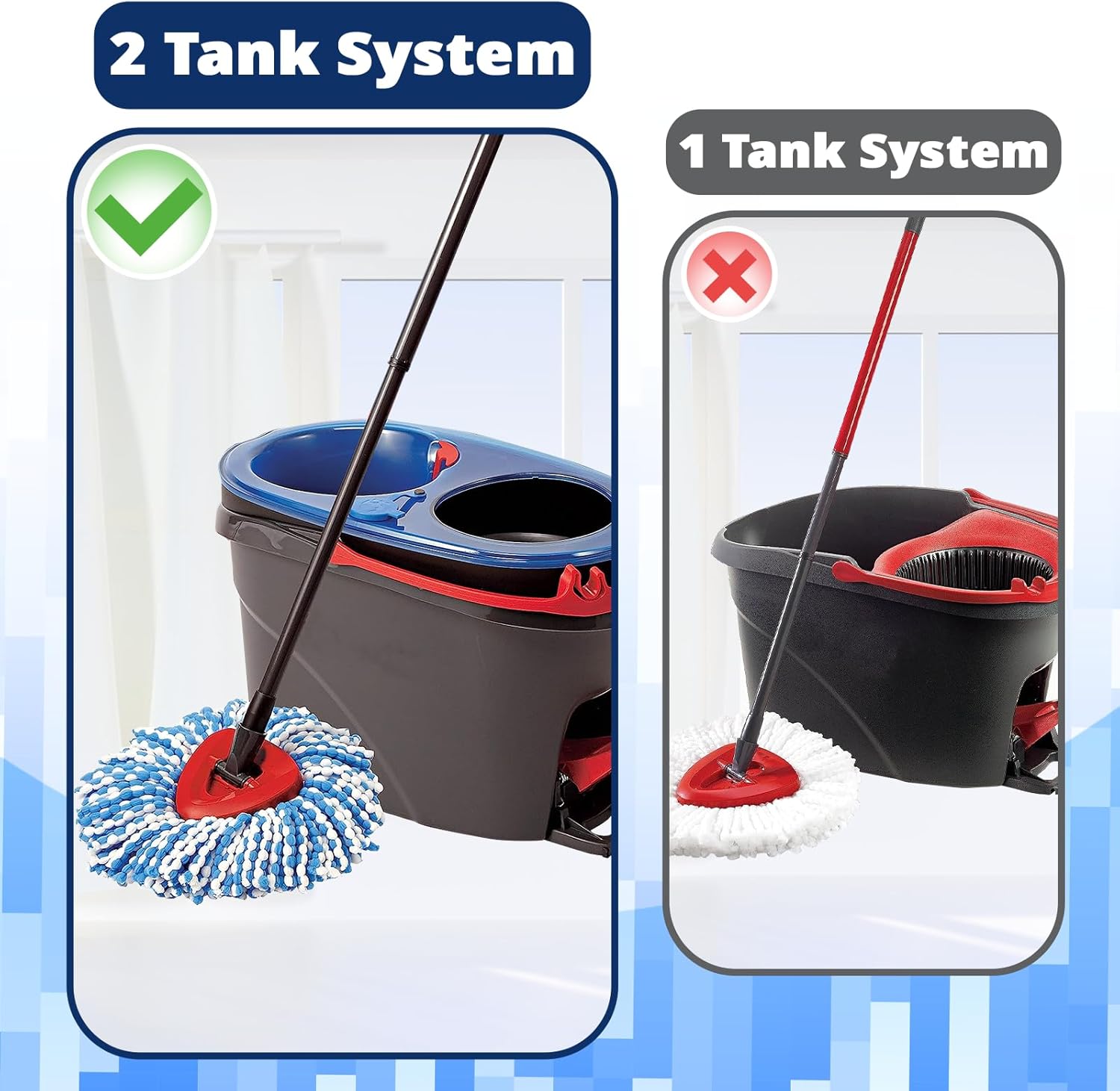 Replacement Mop Heads | 3-Piece Spin Mop Replacement Heads Compatible with RinseClean 2 Canister System | Microfiber Machine Washable