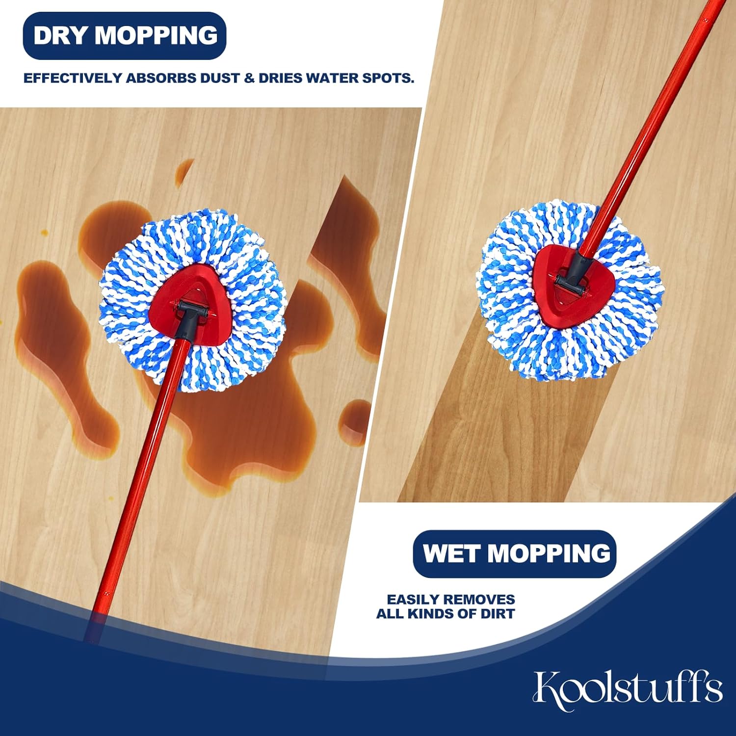 Replacement Mop Heads | 3-Piece Spin Mop Replacement Heads Compatible with RinseClean 2 Canister System | Microfiber Machine Washable