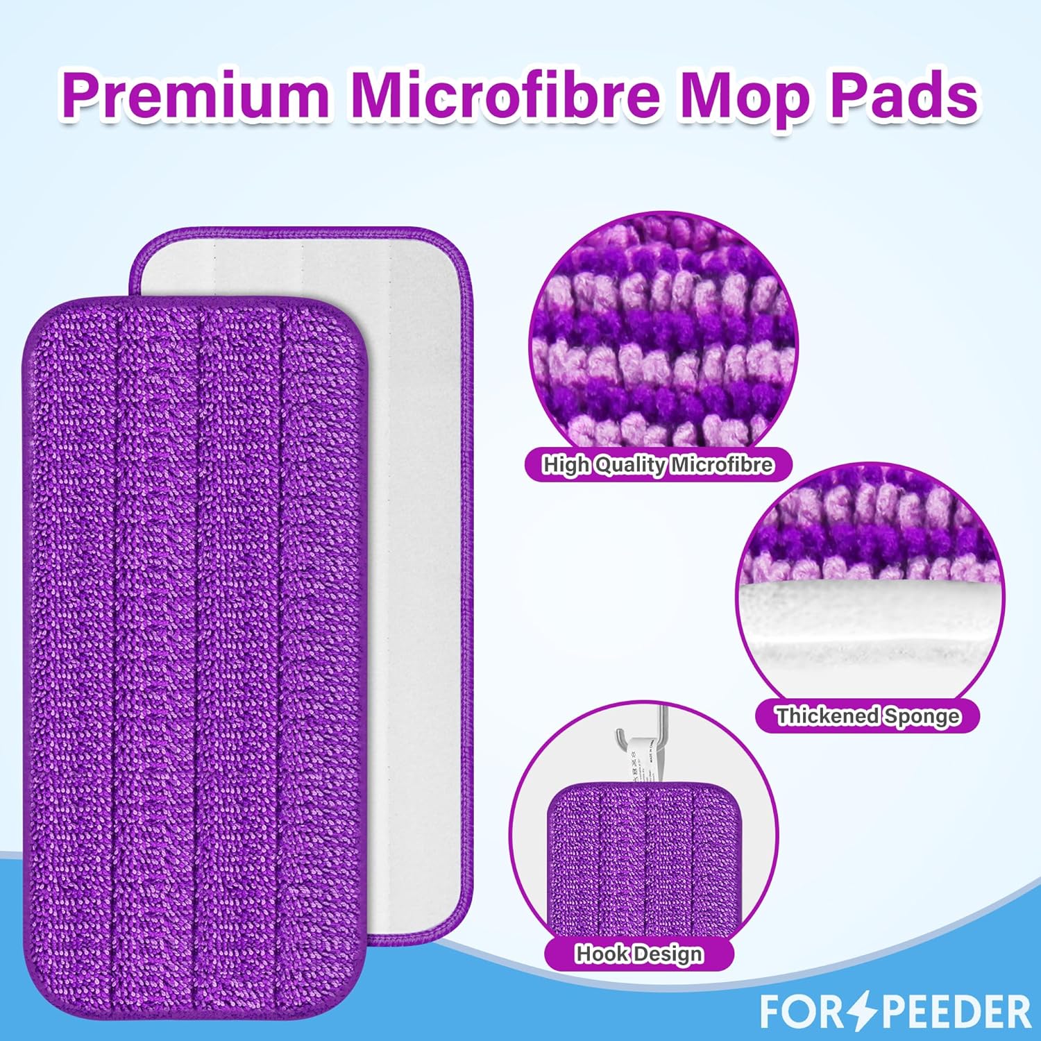 Reusable Mop Pads | Wet Pad Replacement for Mops | Microfiber Mop Refill PadsMachine WashableUp to 100+ Wet/Dry Cleaning | For All Floor Types | 7-Pack