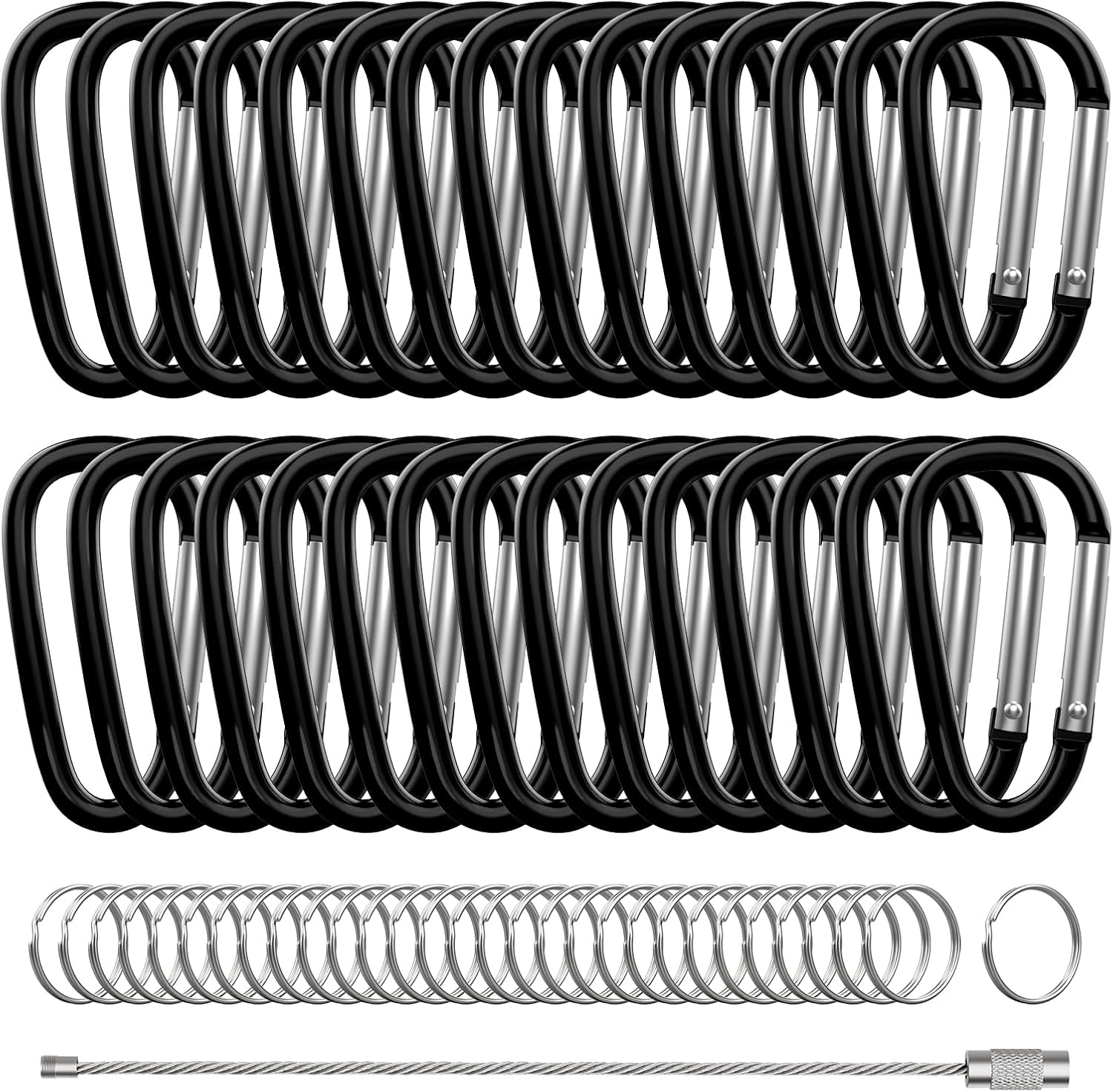30 Aluminum Mountain Buckle Clips, 5.08cm D-Shape Hook