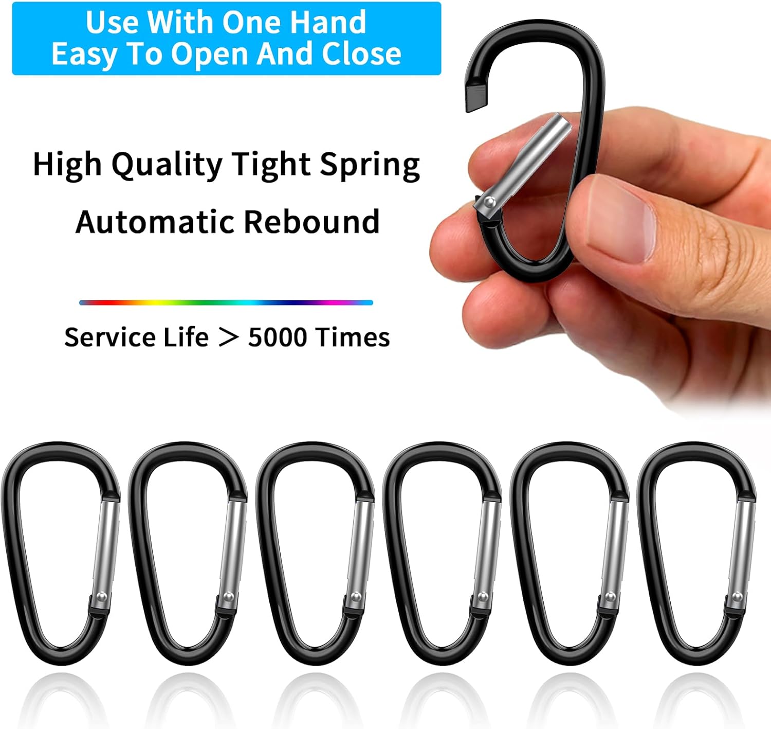 30 Aluminum Mountain Buckle Clips, 5.08cm D-Shape Hook