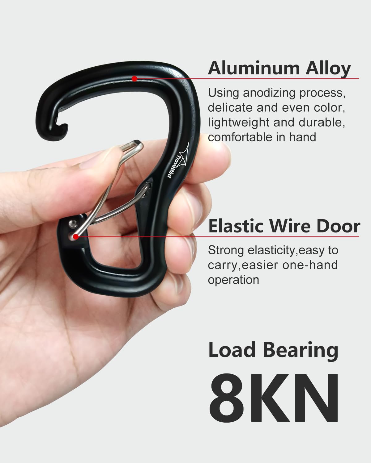 Travel Bird Heavy Duty Carabiner Clip Hook, 8KN (1763 lbs)