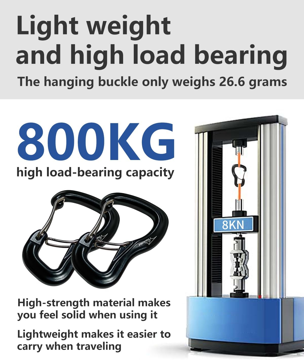 Travel Bird Heavy Duty Carabiner Clip Hook, 8KN (1763 lbs)
