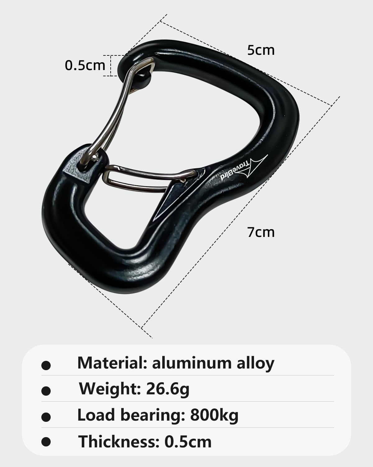 Travel Bird Heavy Duty Carabiner Clip Hook, 8KN (1763 lbs)