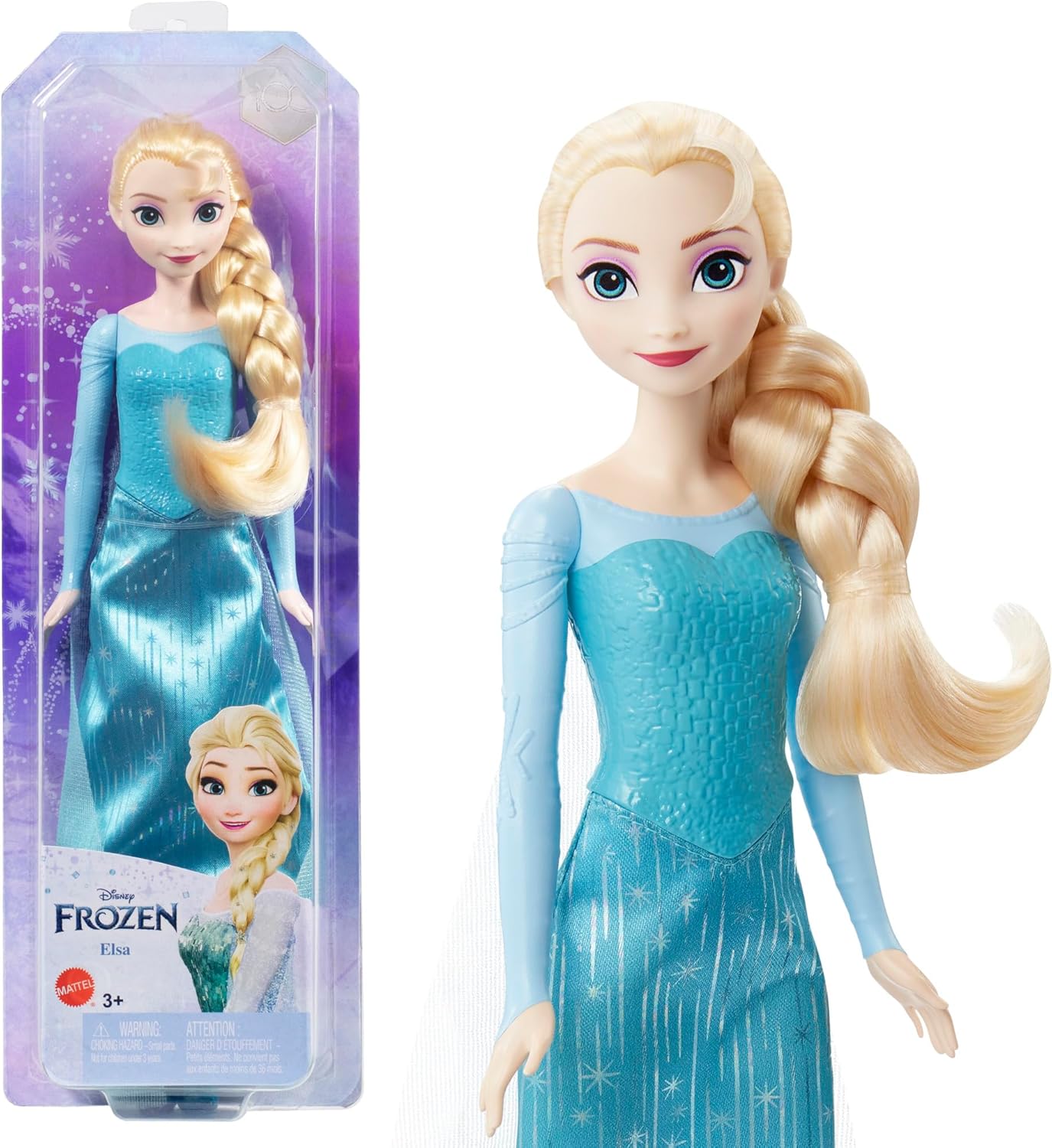 Mattel Disney Princess Doll, Elsa Movable Fashion Doll with Iconic Costume and Accessories, Disney Frozen Movie Toys