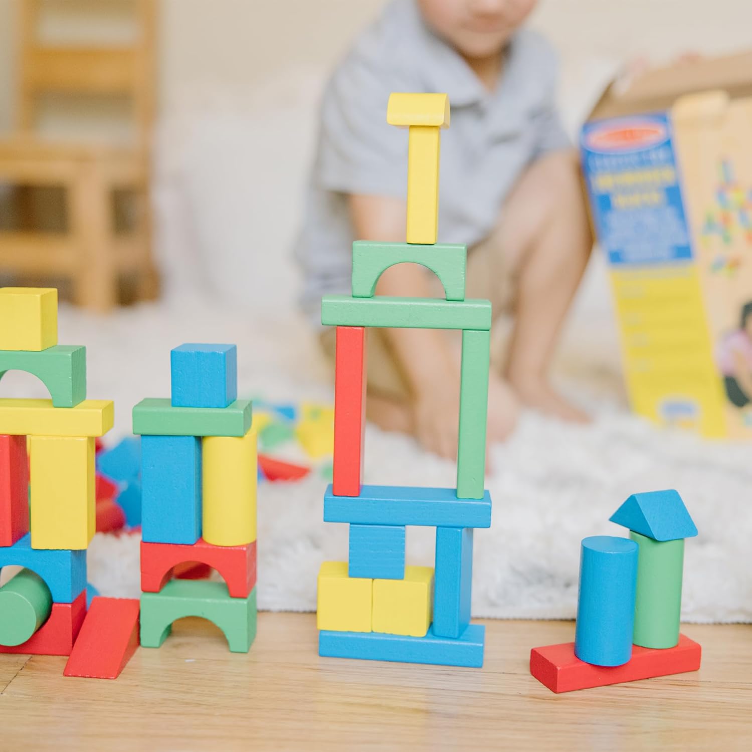 Wooden Block Set - 1 Blocks, 4 Colors and 9 Shapes