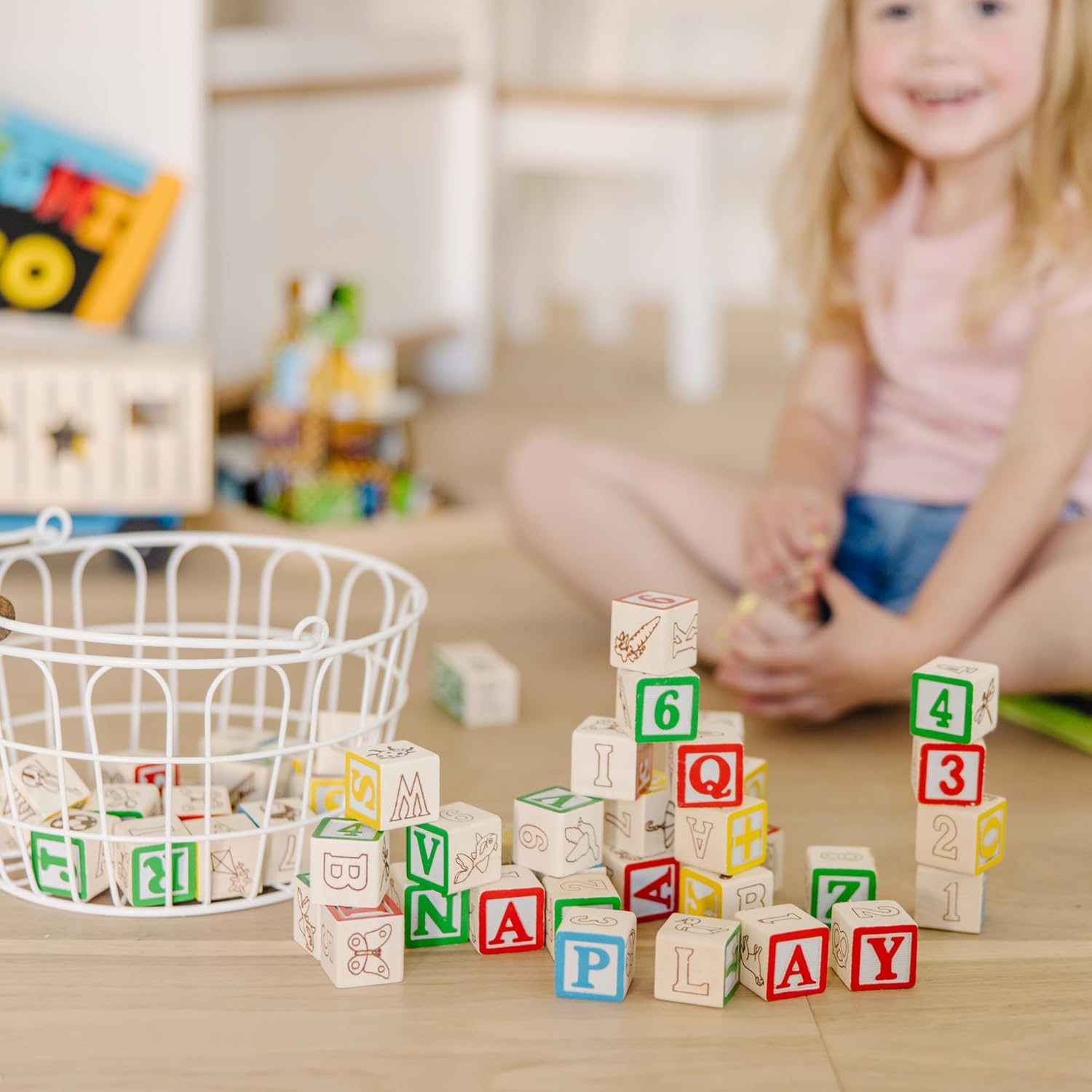 Deluxe Wooden ABC/123 Block Set with Organizer