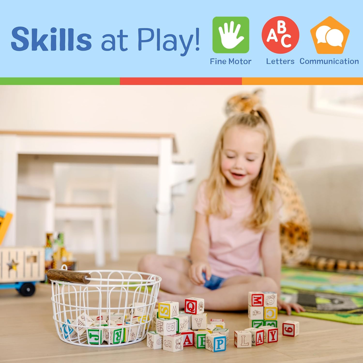 Deluxe Wooden ABC/123 Block Set with Organizer