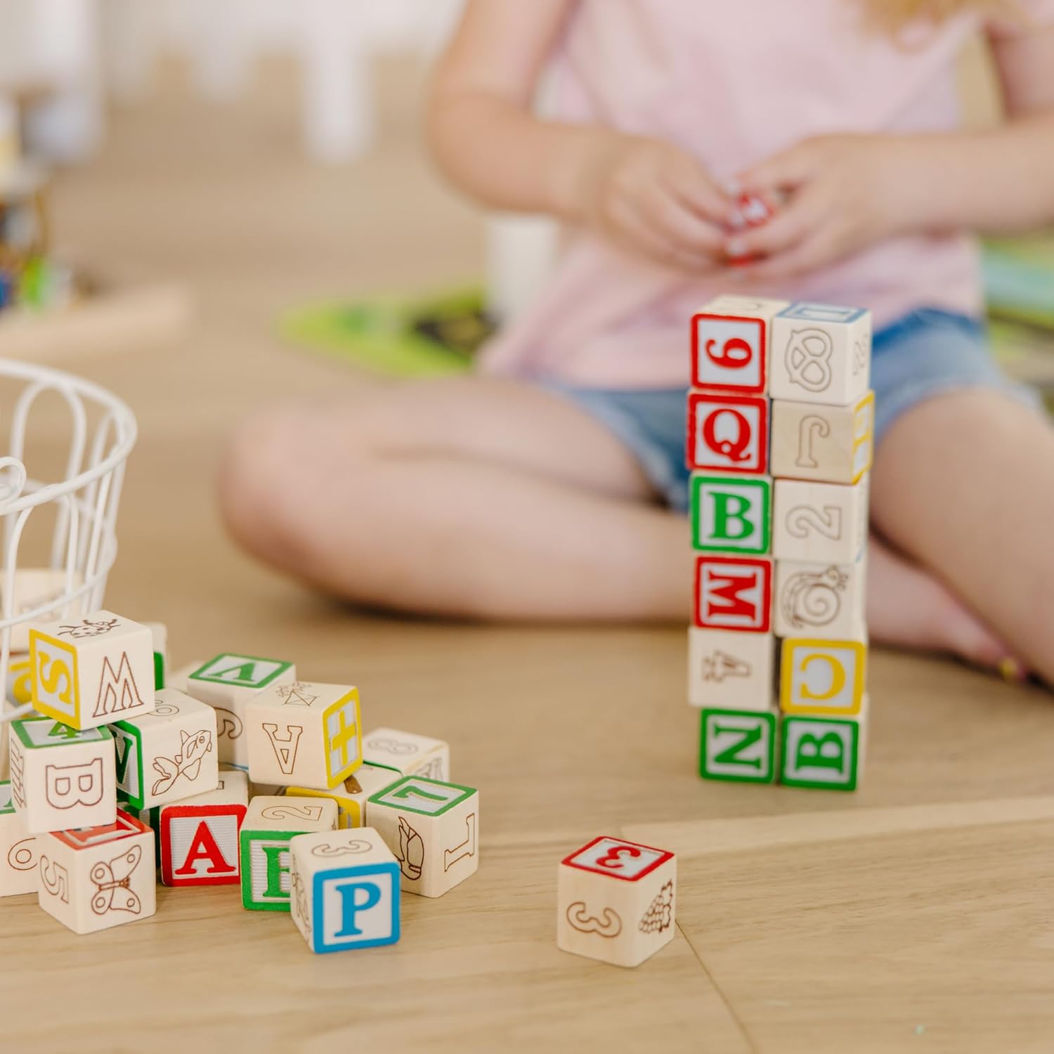 Deluxe Wooden ABC/123 Block Set with Organizer