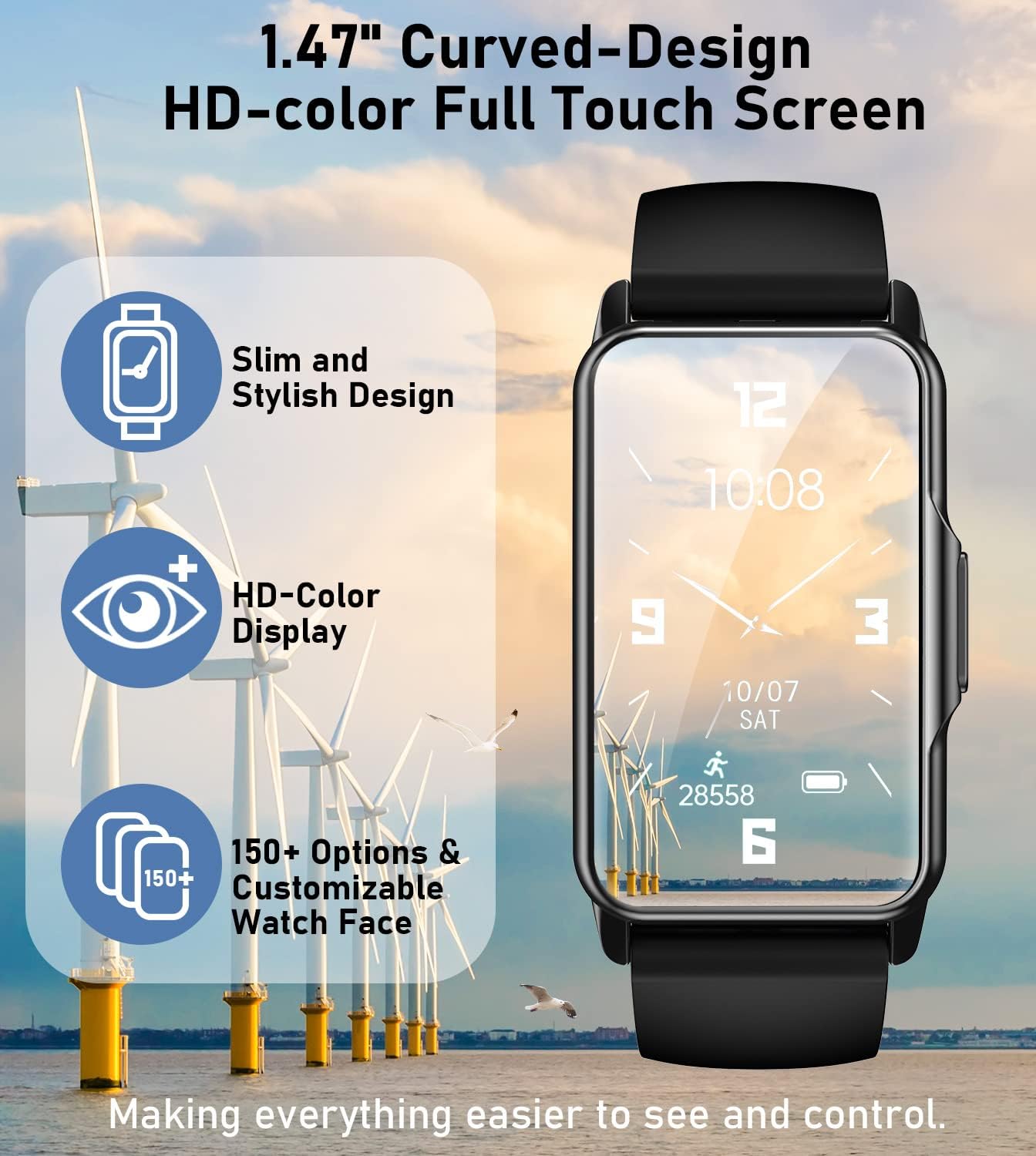 Smart Watch Heart Rate Blood Oxygen Waterproof