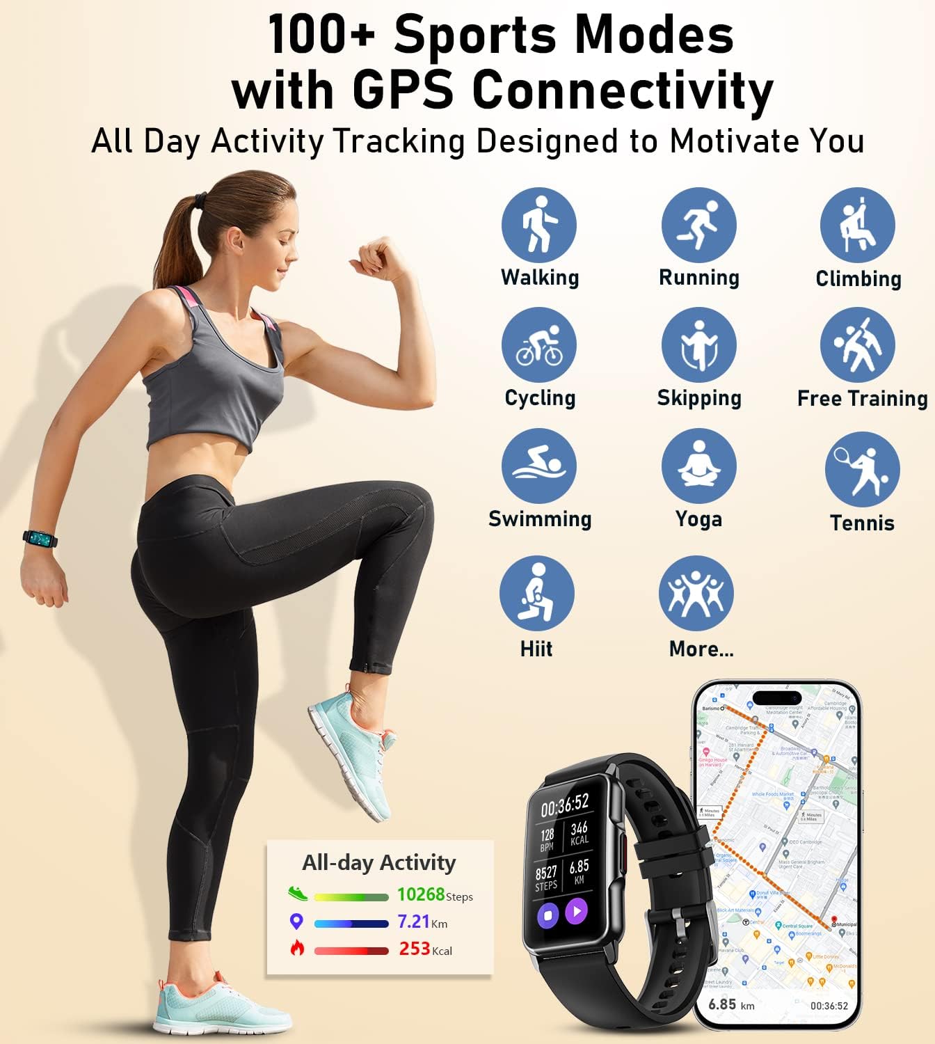 Smart Watch Heart Rate Blood Oxygen Waterproof