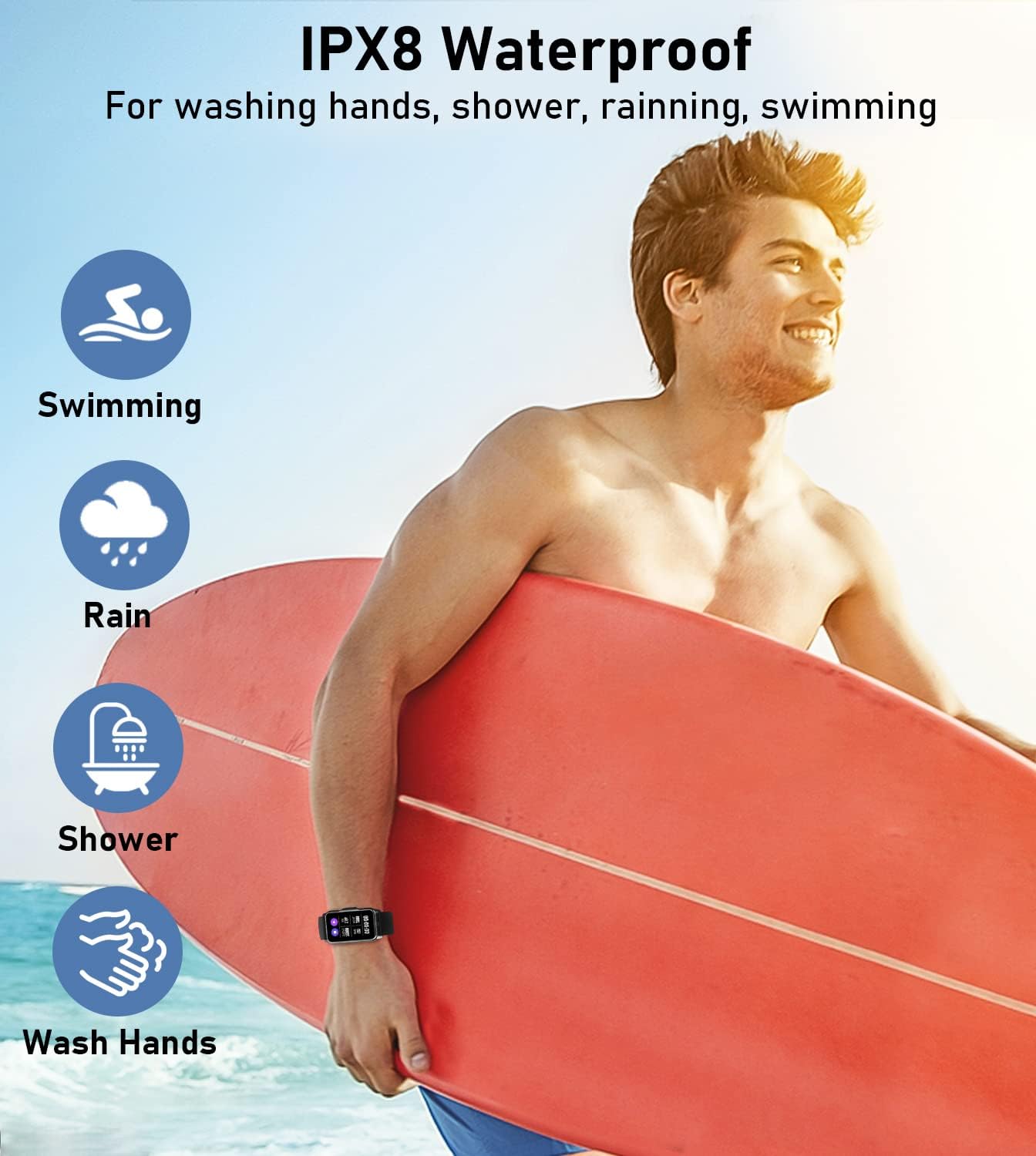 Smart Watch Heart Rate Blood Oxygen Waterproof