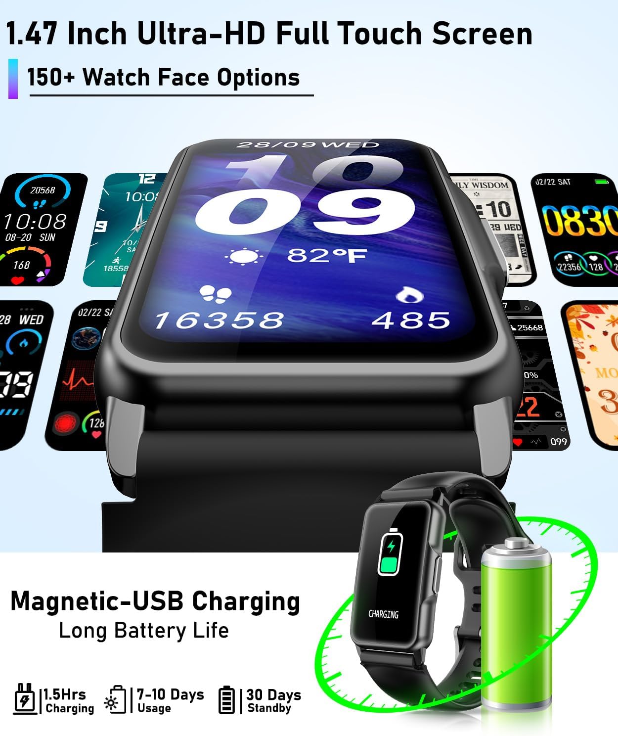 Smartwatch Heart Rate Blood Oxygen Waterproof