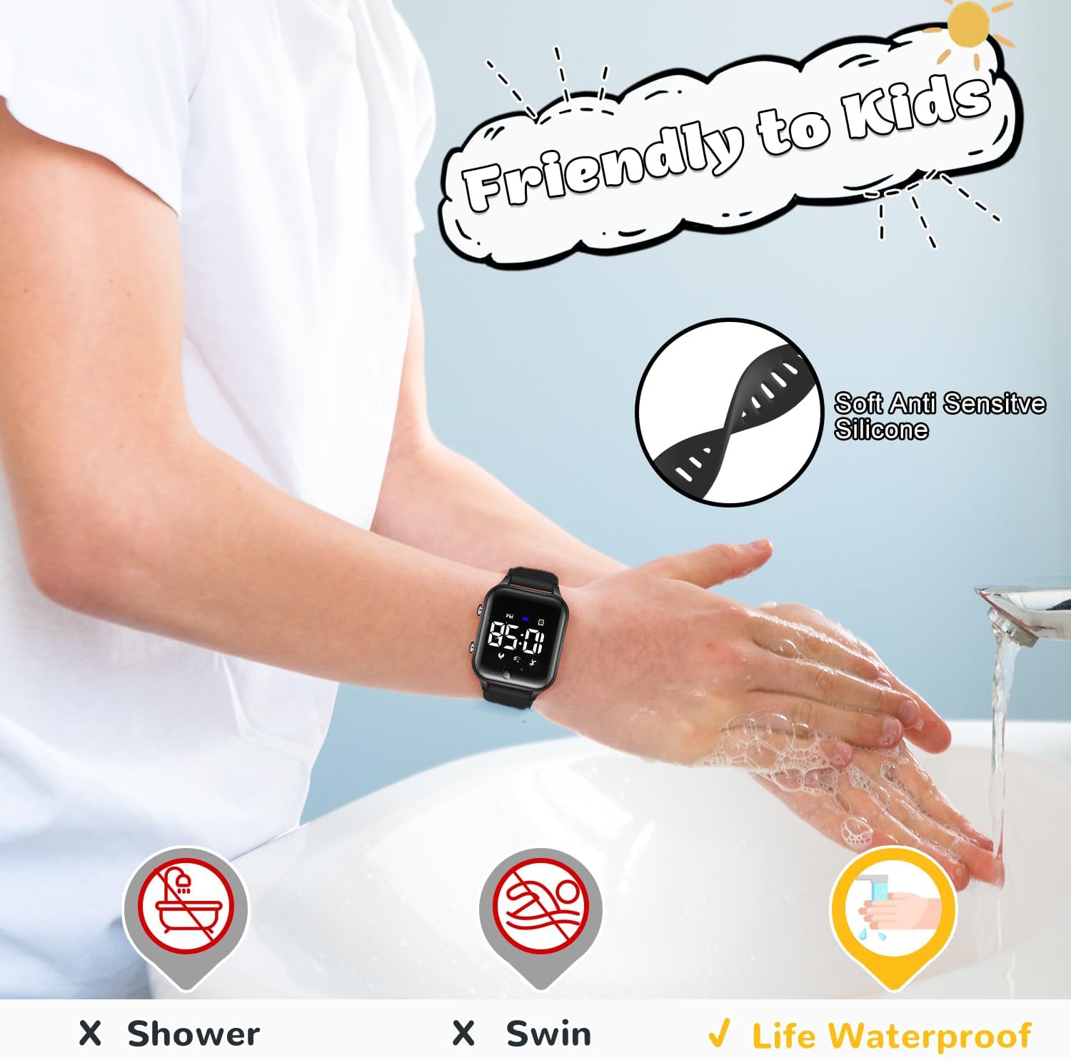Kids Digital Watch Fitness Tracker Stopwatch
