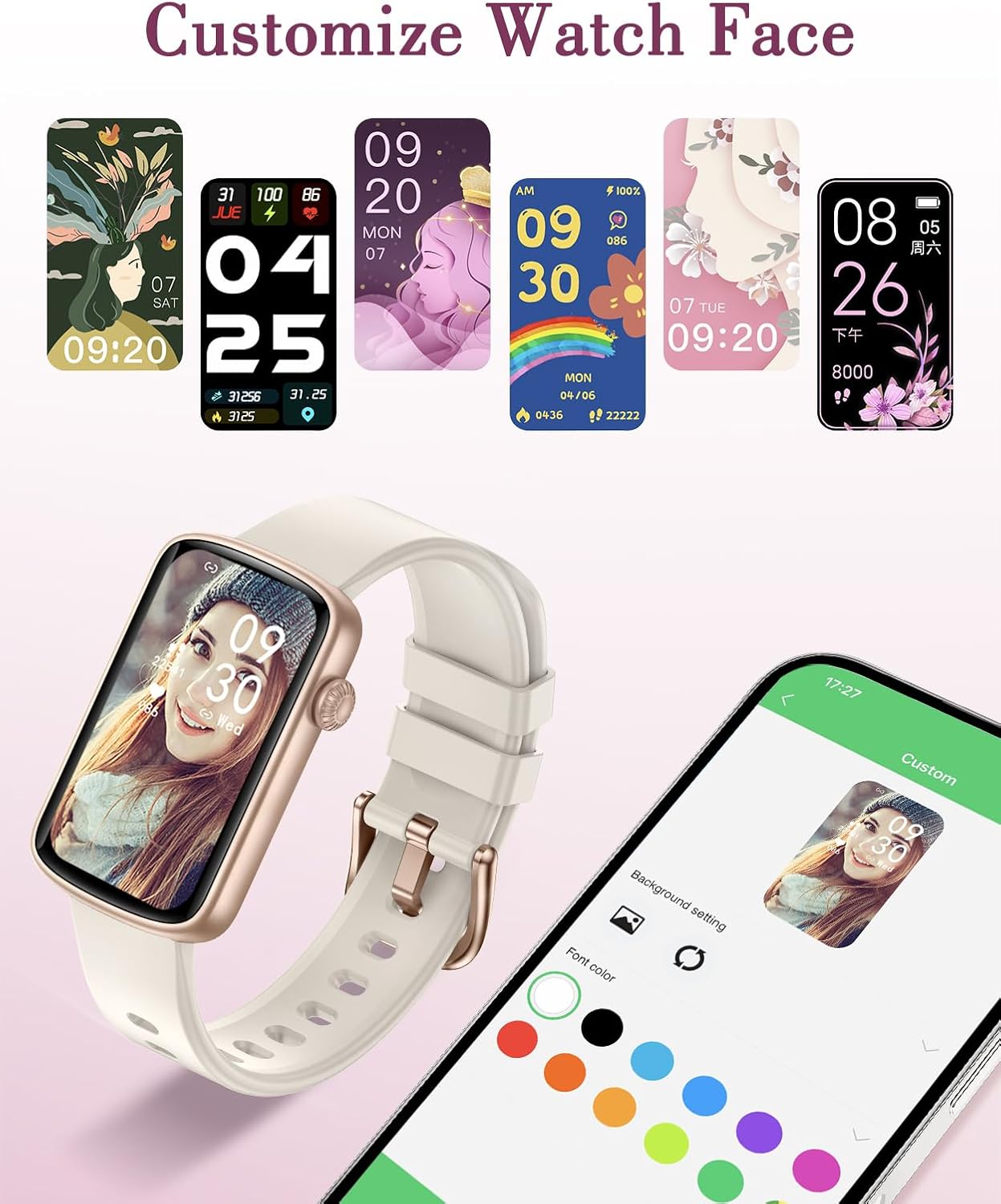 Women's Smart Watch Heart Rate Pedometer
