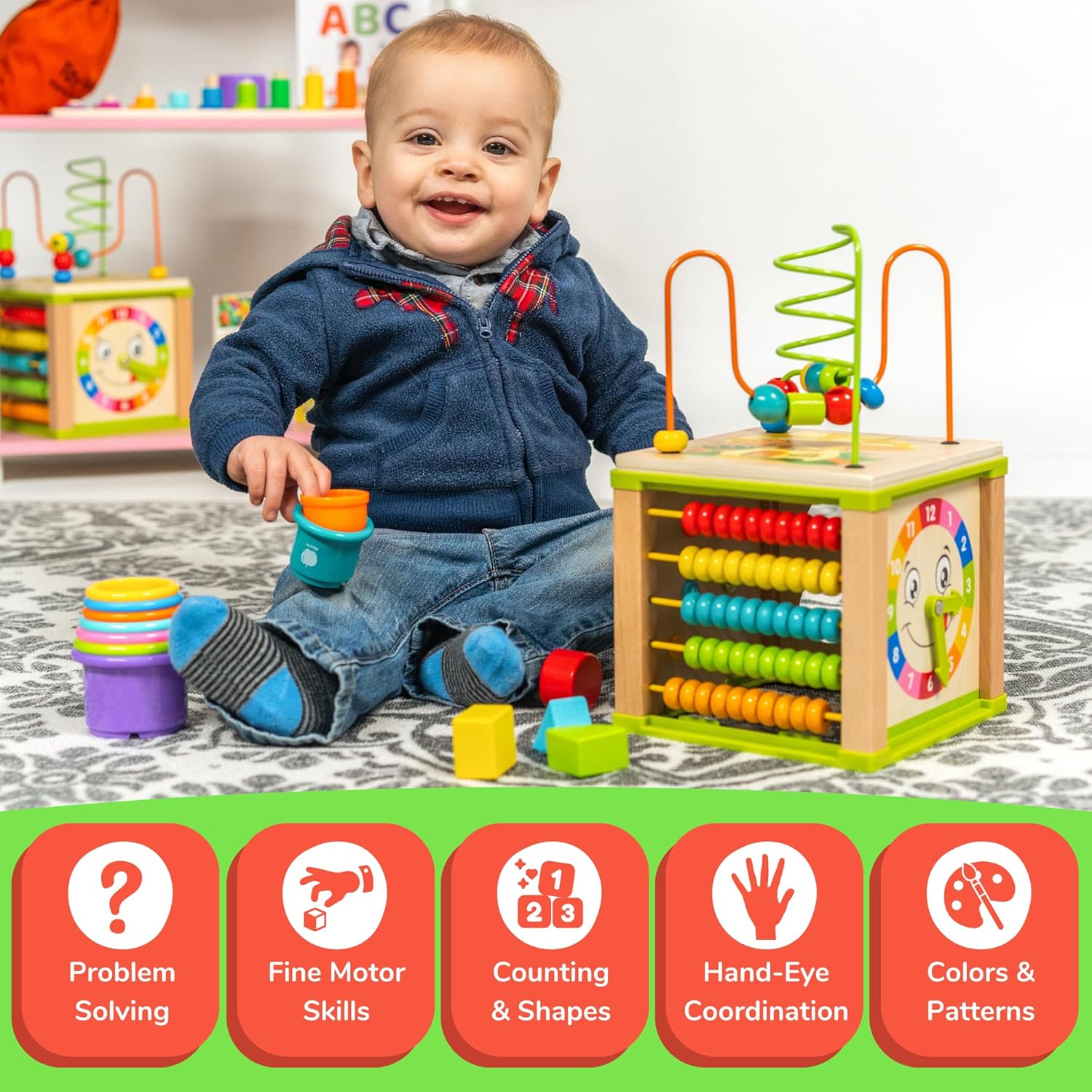 Wooden Activity Cube for 1-2 Years