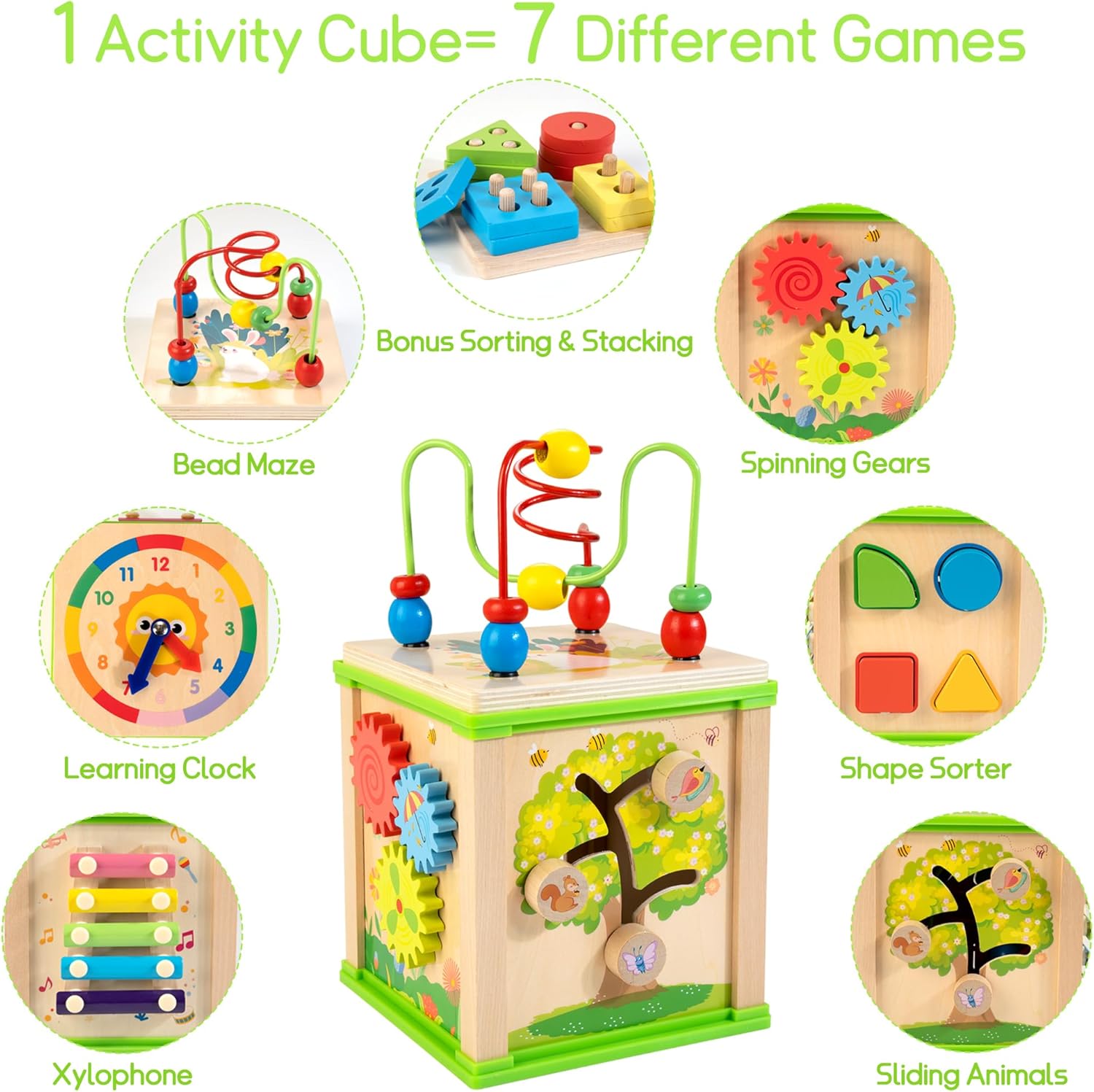 Wooden 7 in 1 Activity Cube