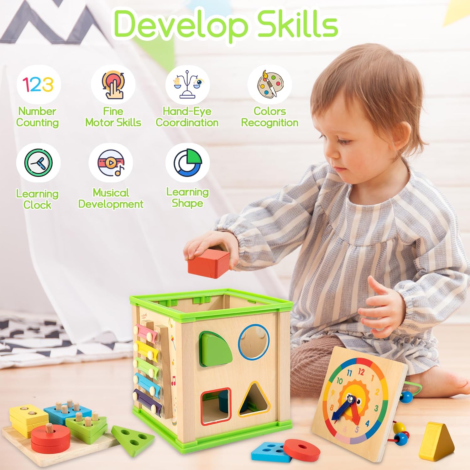 Wooden 7 in 1 Activity Cube