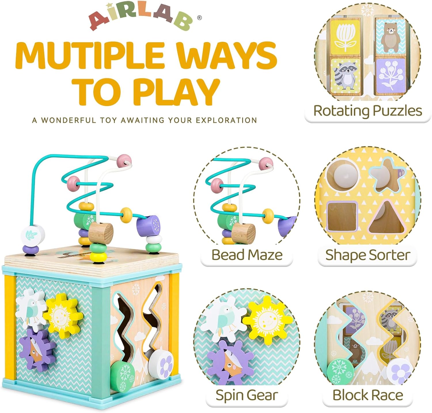Wooden Activity Cube