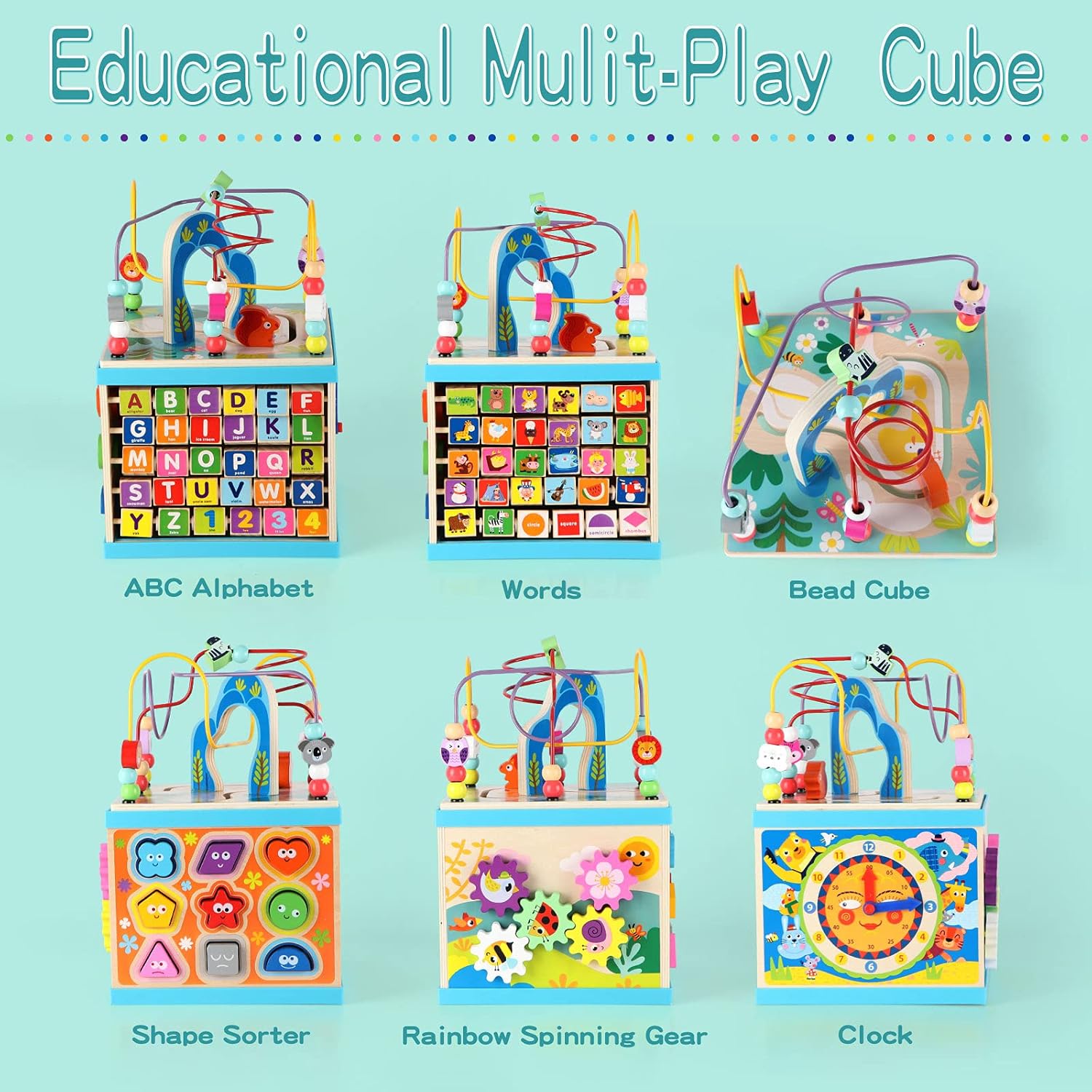 Qilay Wooden Activity Cubes