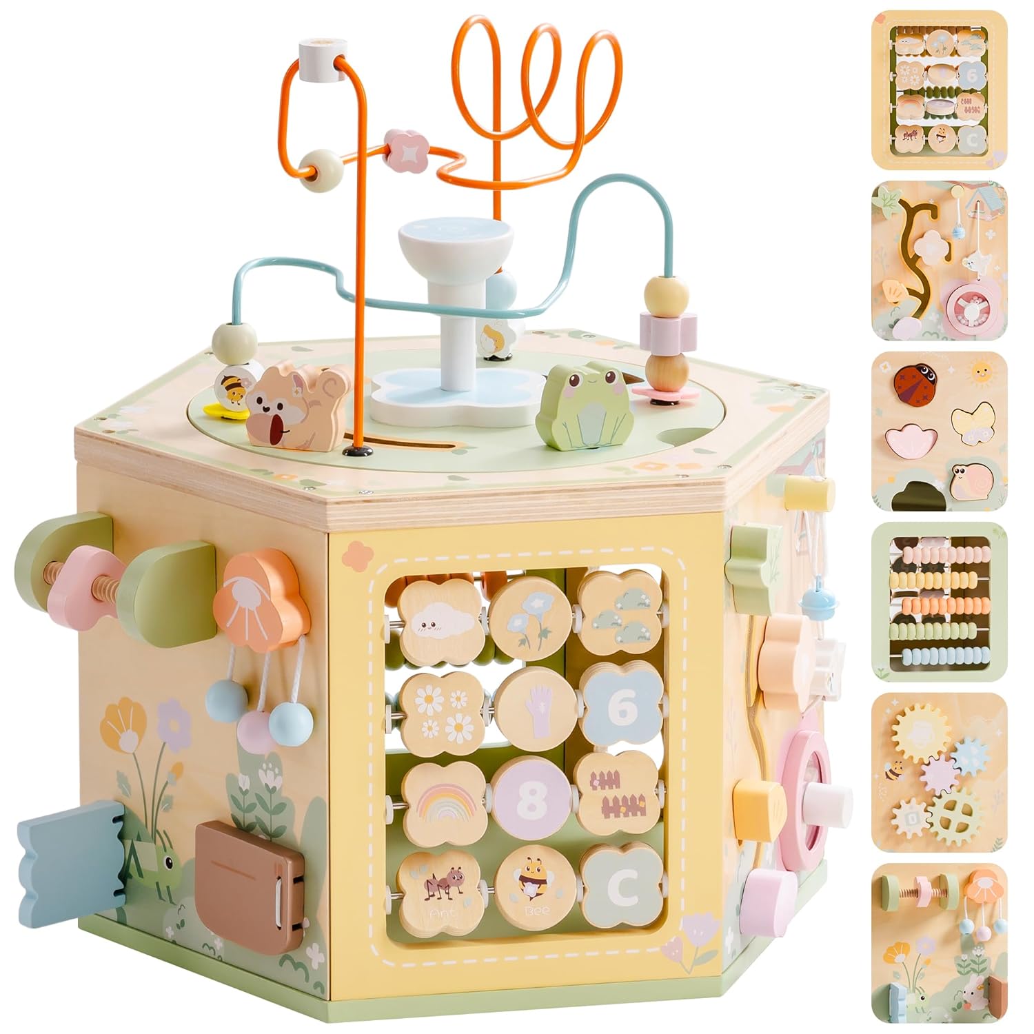 Wooden Activity Cube for Toddlers