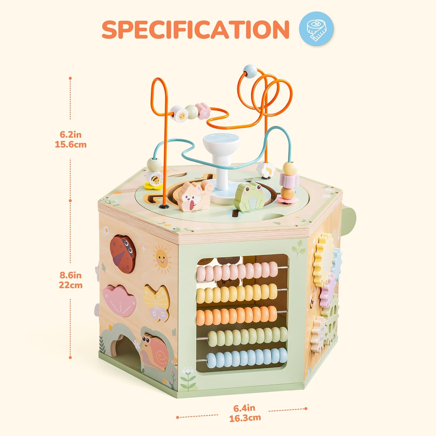 Wooden Activity Cube for Toddlers