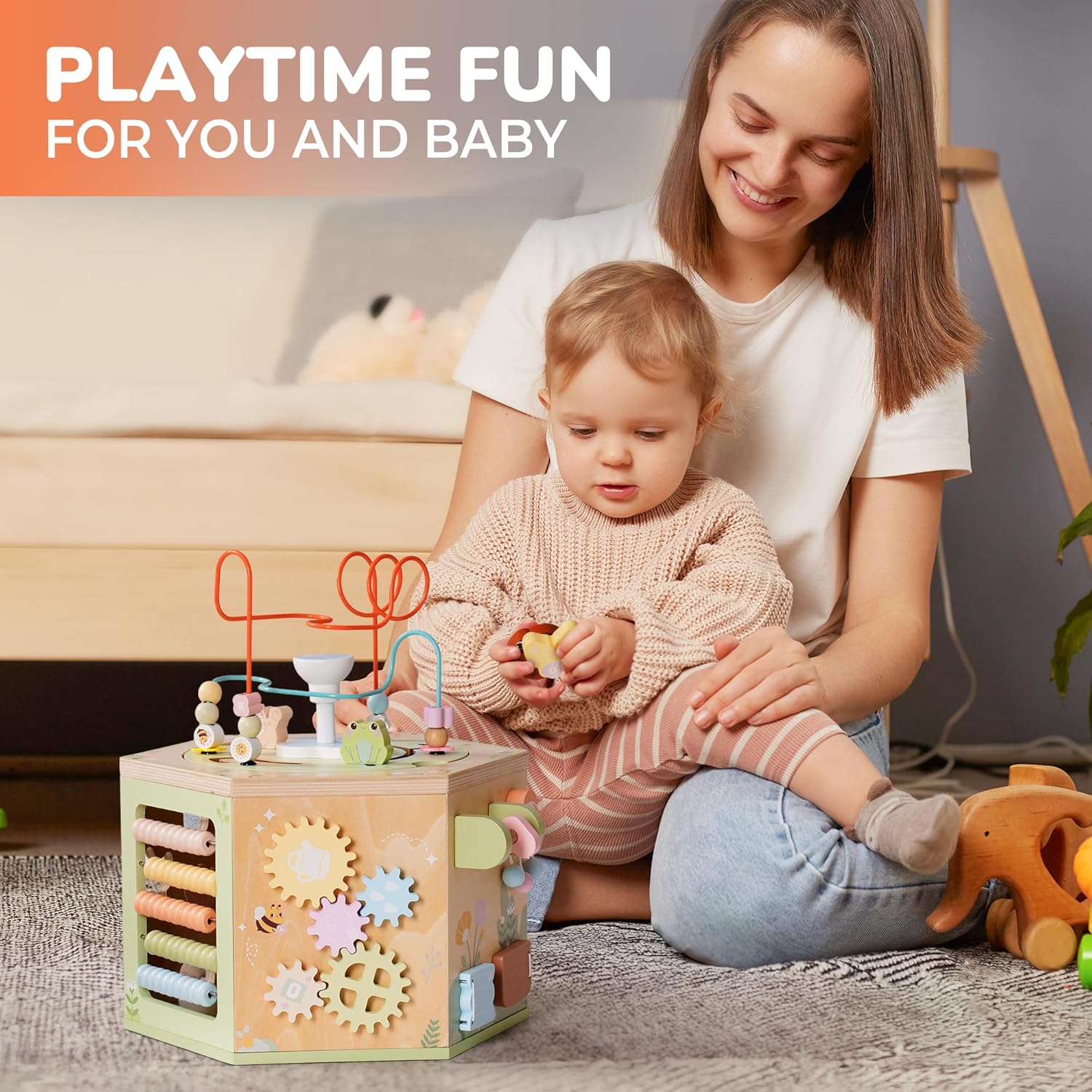 Wooden Activity Cube for Toddlers