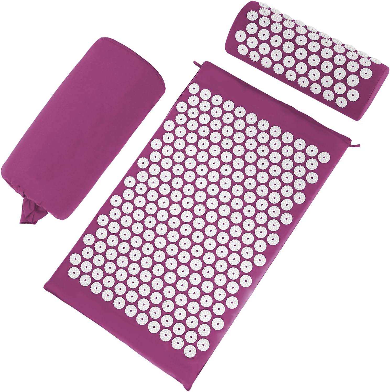 Acupuncture Point Massage Cushion Set,Acupuncture Point Massage Pillow,Relieve Back and Neck Pain,Muscle Relaxation and Stress Reduction,Sciatica Relief,Suitable for Men and Women,Carrying Handbag,Purple