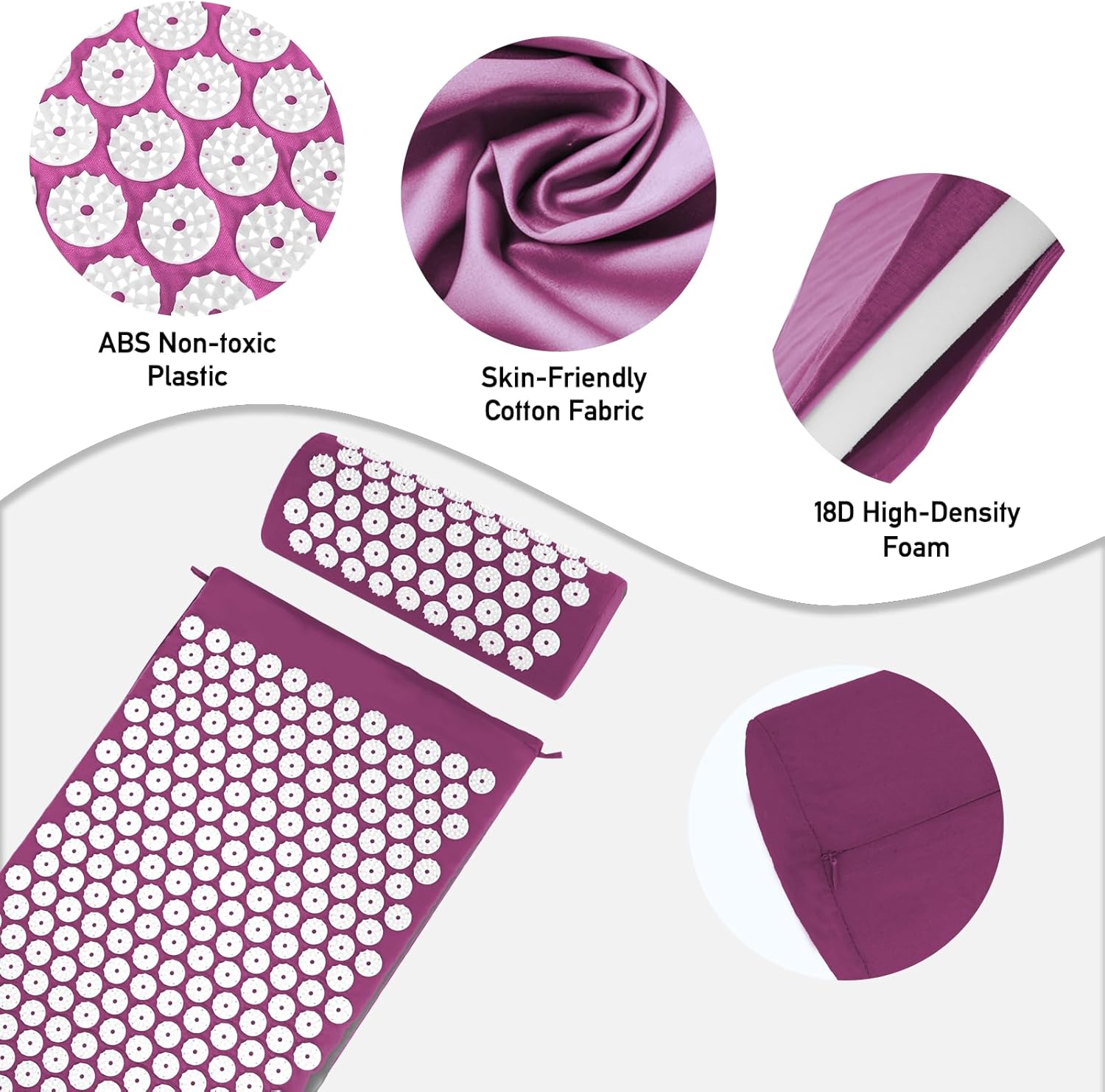 Acupuncture Point Massage Cushion Set,Acupuncture Point Massage Pillow,Relieve Back and Neck Pain,Muscle Relaxation and Stress Reduction,Sciatica Relief,Suitable for Men and Women,Carrying Handbag,Purple