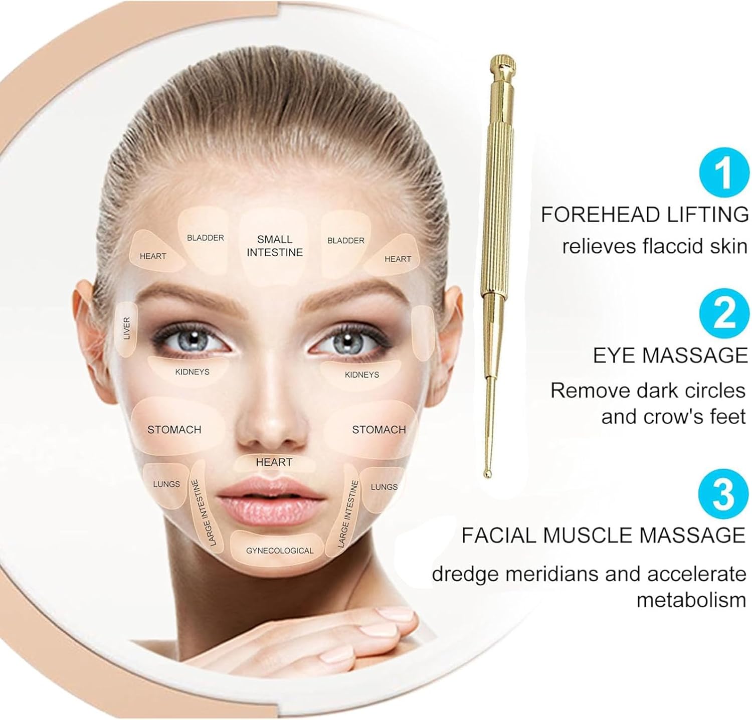 Ear Acupuncture Set - 200 pcs - Acupressure with Ears with Free Chart and Brass Acupressure Probes - Balance & Wellness (Gold - 200 pcs)