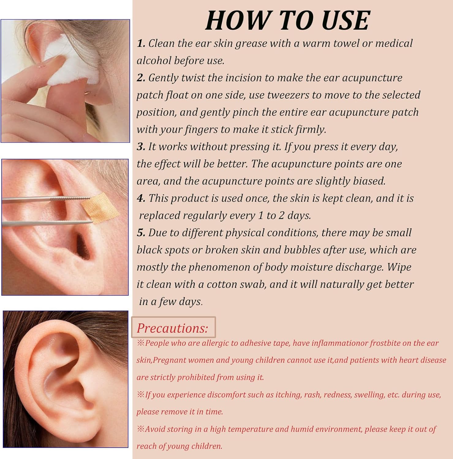 Ear Acupuncture Set - 200 pcs - Acupressure with Ears with Free Chart and Brass Acupressure Probes - Balance & Wellness (Gold - 200 pcs)