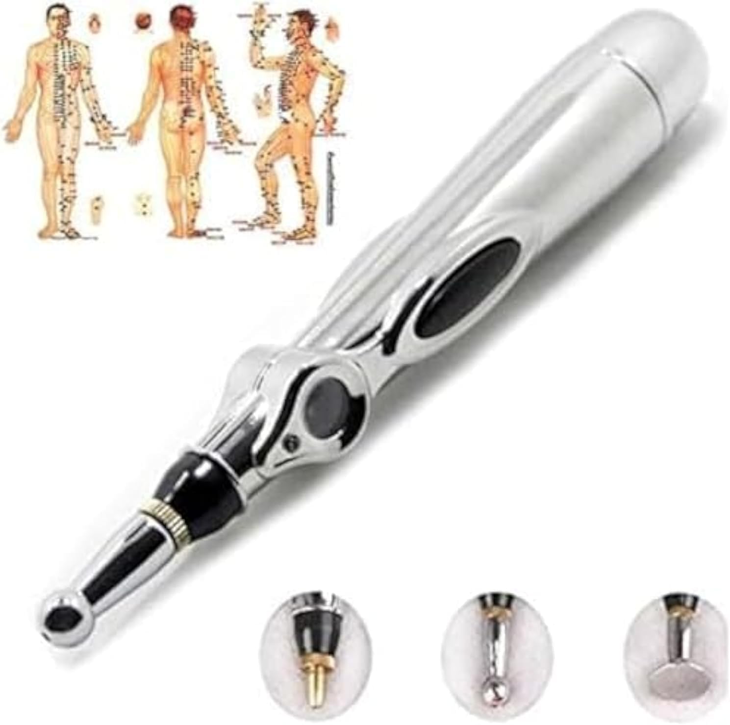 Acupuncture Pen 3 in 1 Electronic Acupuncture Pen for Pain Relief | Powerful Meridian Energy Pulse Massage Pen | Includes Massage Gel