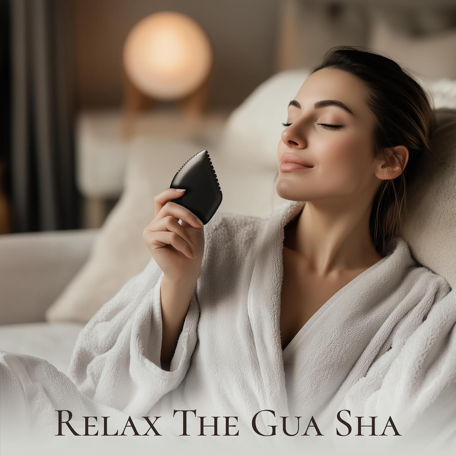 Gua Sha Facial Tool: Black Jade Stone Facial Scraping Tool | Natural Double Stone Body Massage Tool for Neck/Shoulder/Back/Legs