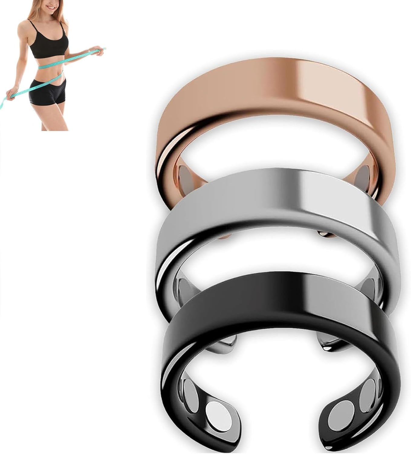Olux Ring | Olux Magnetic Ring | Anti Snoring Ring | Stainless Steel Magnetic Ring | Lymphatic Magnetic Therapy Ring | Adjustable Fatigue Relief Sleep Aid Magnetic Acupressure Rinse (3 pcs set)