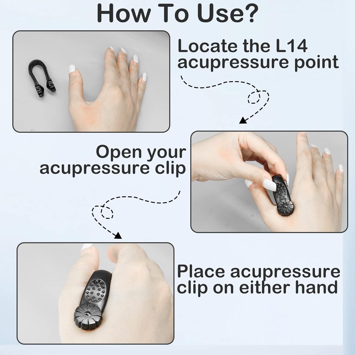 2 Piece Migraine Pressure Point Clip | Headache Relief Acupressure Hand Clip | LI4 Acupuncture Point Clip Tension and Anxiety Relief Device | Stress Relief | Acupuncture Relief