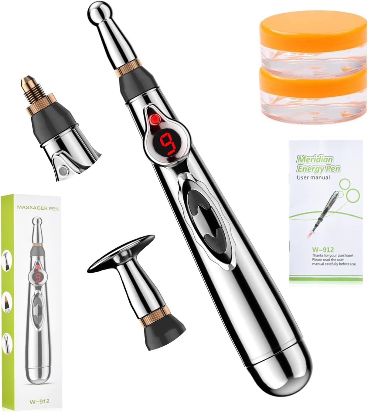 3 in 1 Massage Needle Pen | Electronic Pain Relief Therapy | Meridian Energy Massage Pen Self-Massage Tool for Muscle Healing | with Massage Gel