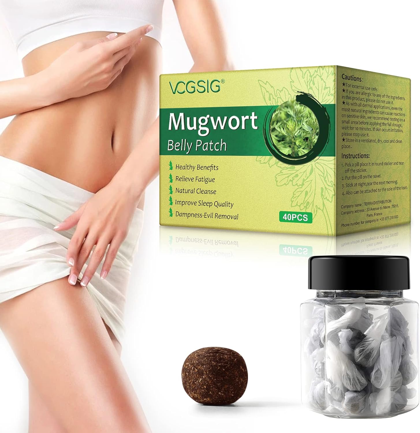 40 Mugwort Navel Stickers - Natural Worm Extract Pills and Tummy Stickers | Healthy Tummy Stickers | Naturally Cleansing Moisture - Removes Wicked Fatigue | Improves Sleep Quality