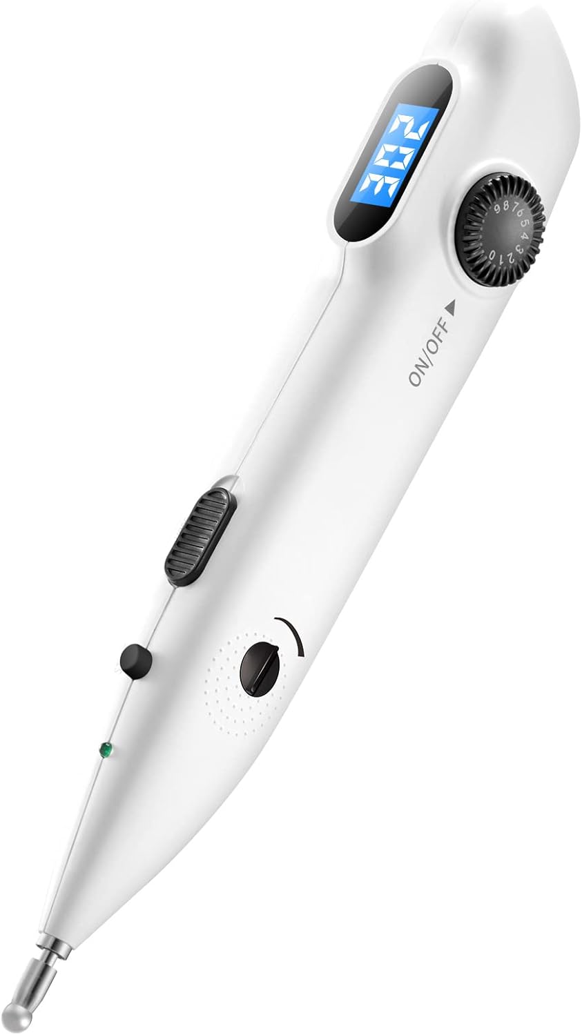 Electronic acupuncture pen rechargeable electric acupressure pen meridian detector excel ii lt stimulator acupoint automatic with 2 massage heads