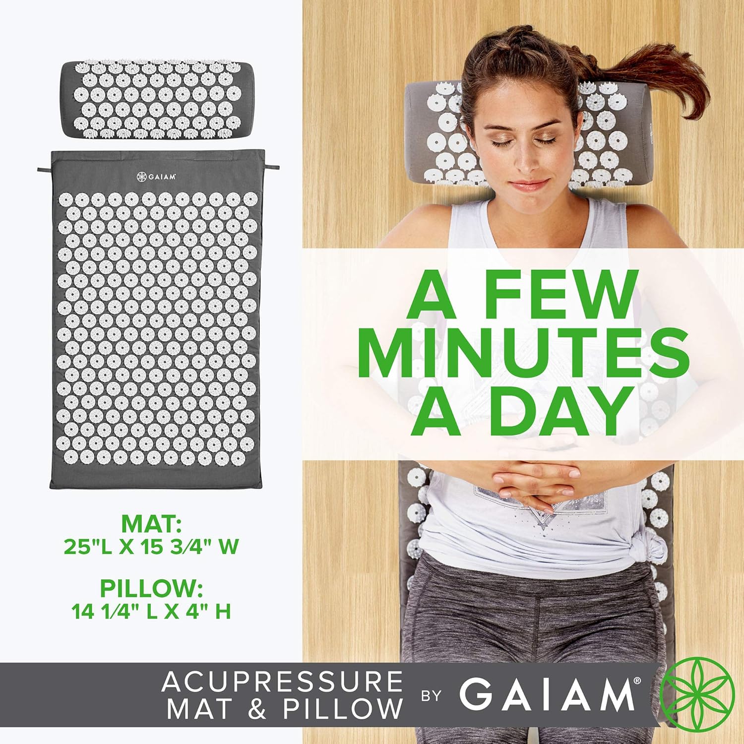 Acupuncture Massage Cushion and Pillow Set | Acupuncture Massage Cushion and Pillow | Relieve Sciatic Nerve | Muscle Tension | Fibromyalgia | Neck | Shoulder and Back Pain | Migraines and Headaches and Insomnia Gray