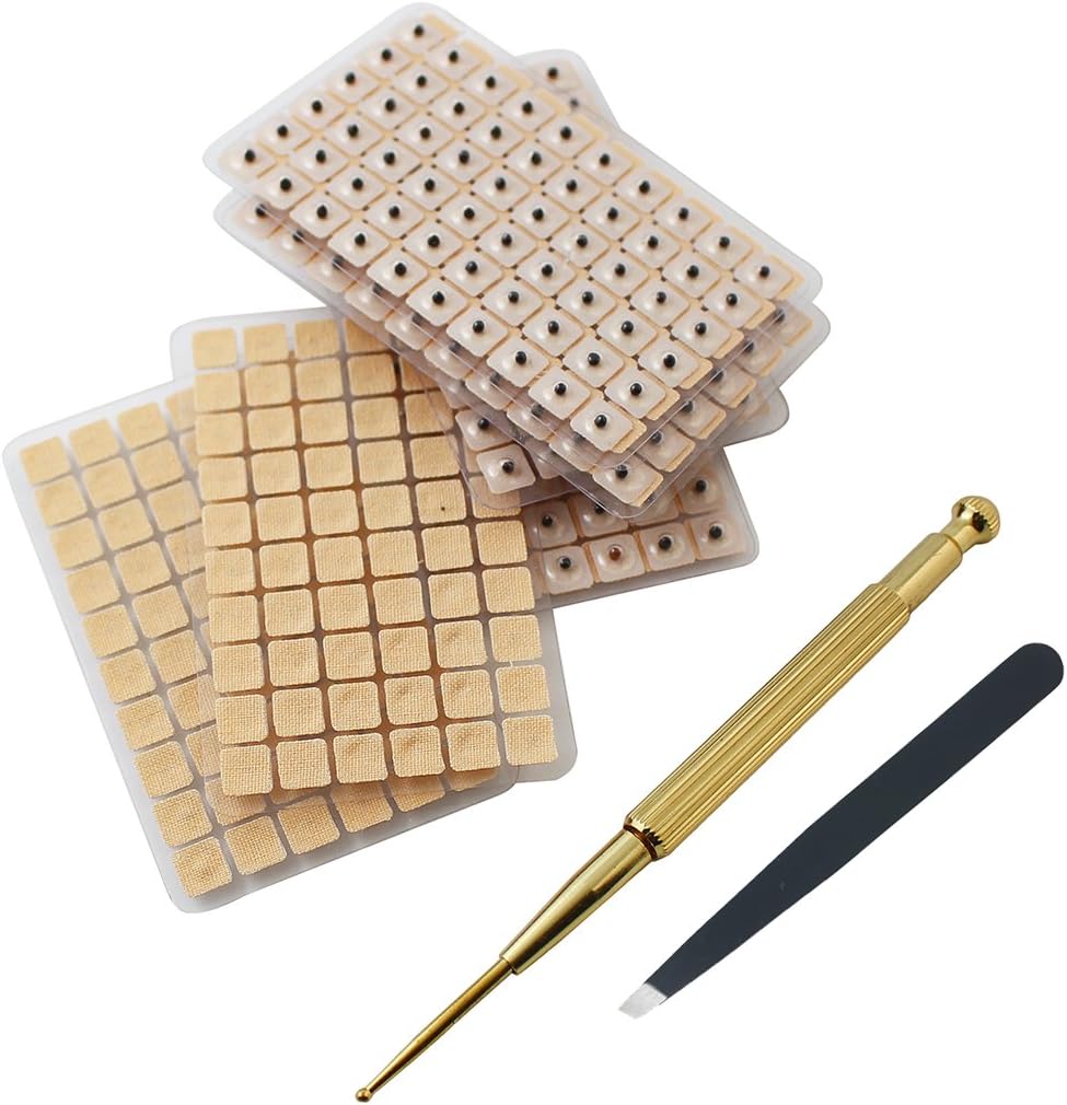 Multi-Conditional Ear Seed Acupuncture Set 600 Sticks | E-Book Placement Chart | Probe | Acupuncture Point Chart | Tweezers