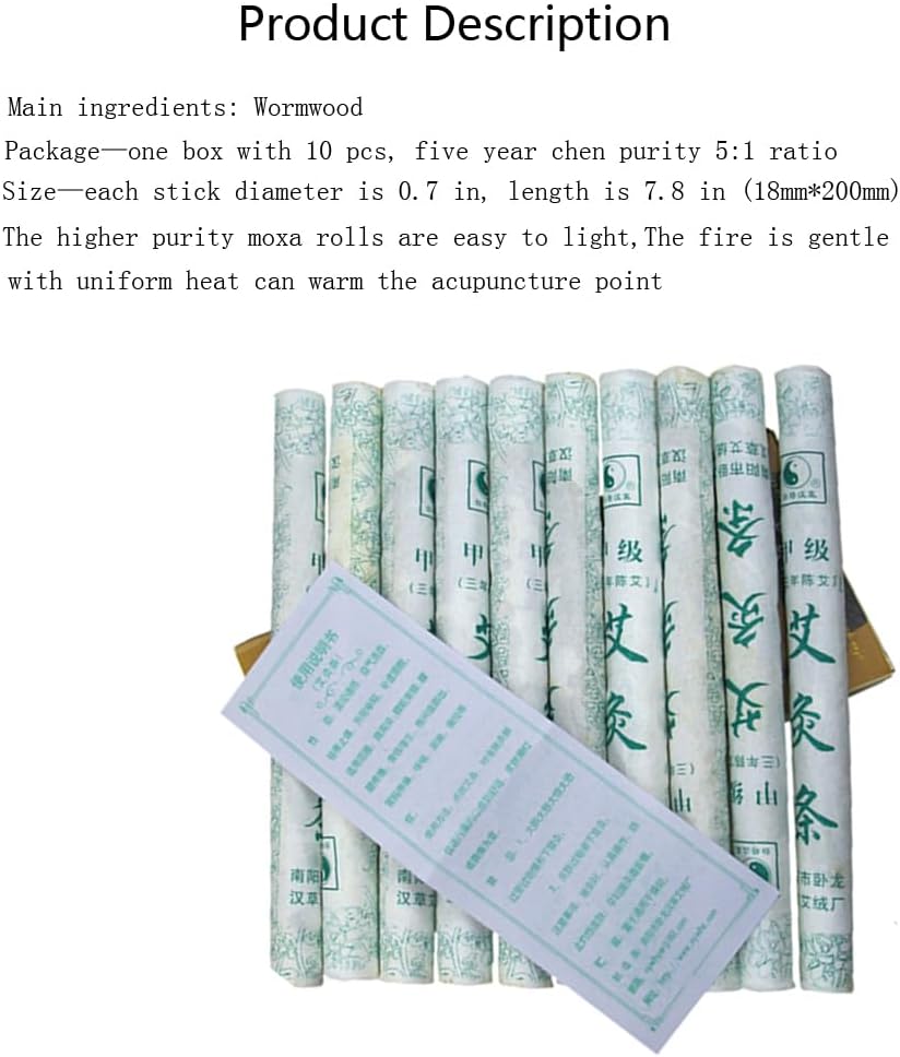 Moxa Sticks Natural Mugwort Rolls Handmade 3 Years Pure Mugwort Wood for Bug Control (10 per box)