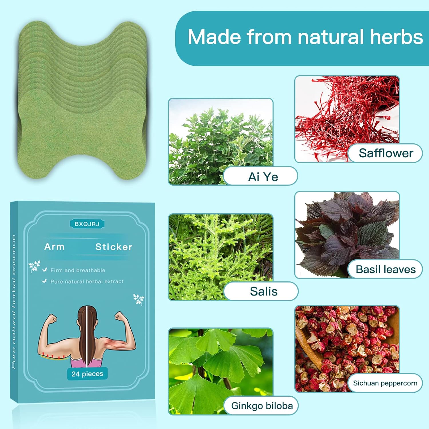 Valid 24 pcs/box Mugwort Patches/Patches - Worms Stickers Natural Herbal Patches/Patches for Arms and LegsNatural Herbal Arm Patches for Women and Men (24)