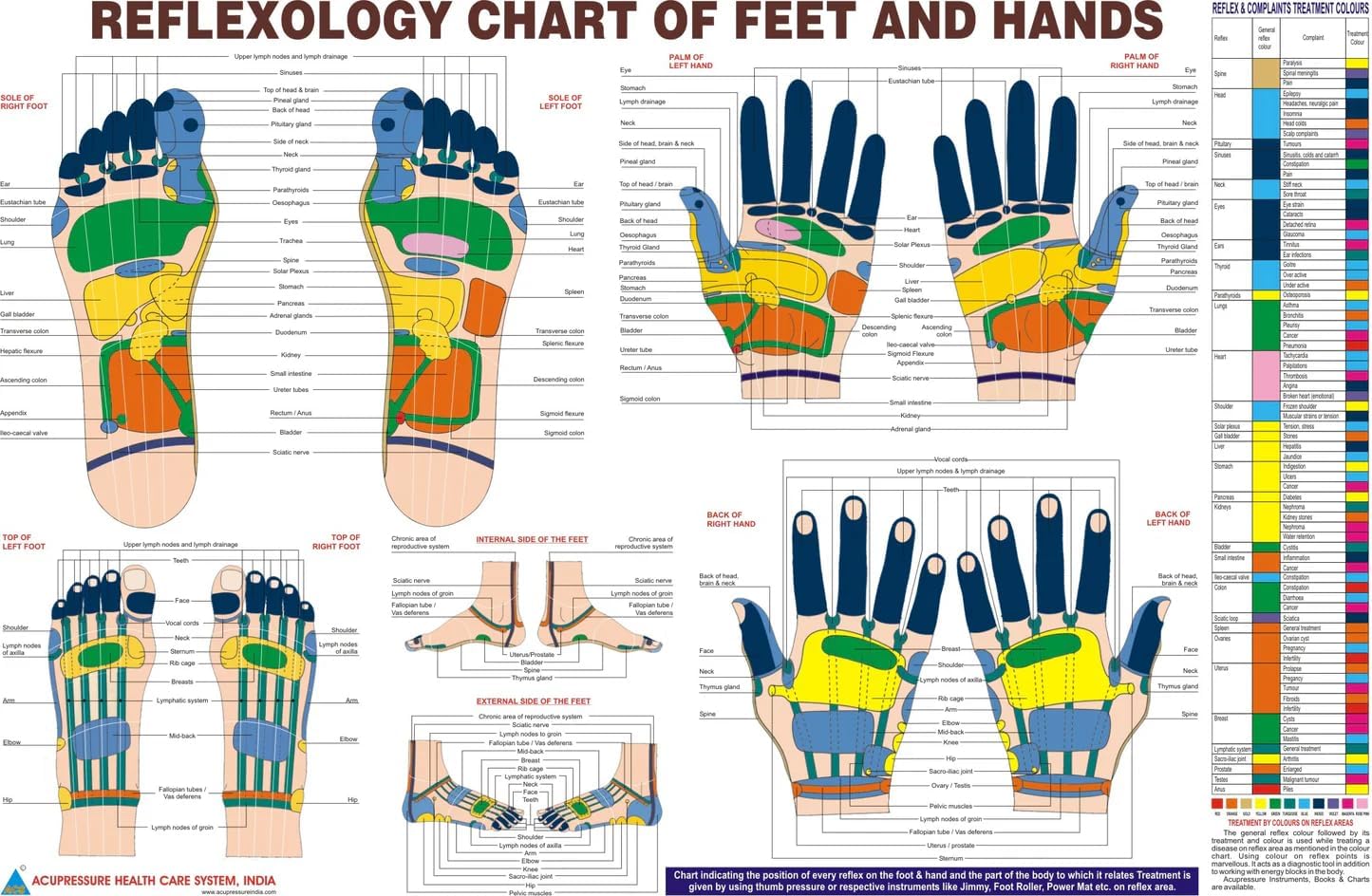 Acupressure Finger Palm Massager Combo Kit ~ Sujok Ring | Sujok Power Ball | K-Roll | Sujok Thumbs | Wooden Jimmy with Reflexology Chart (Hand/Feet) Relieve Stress
