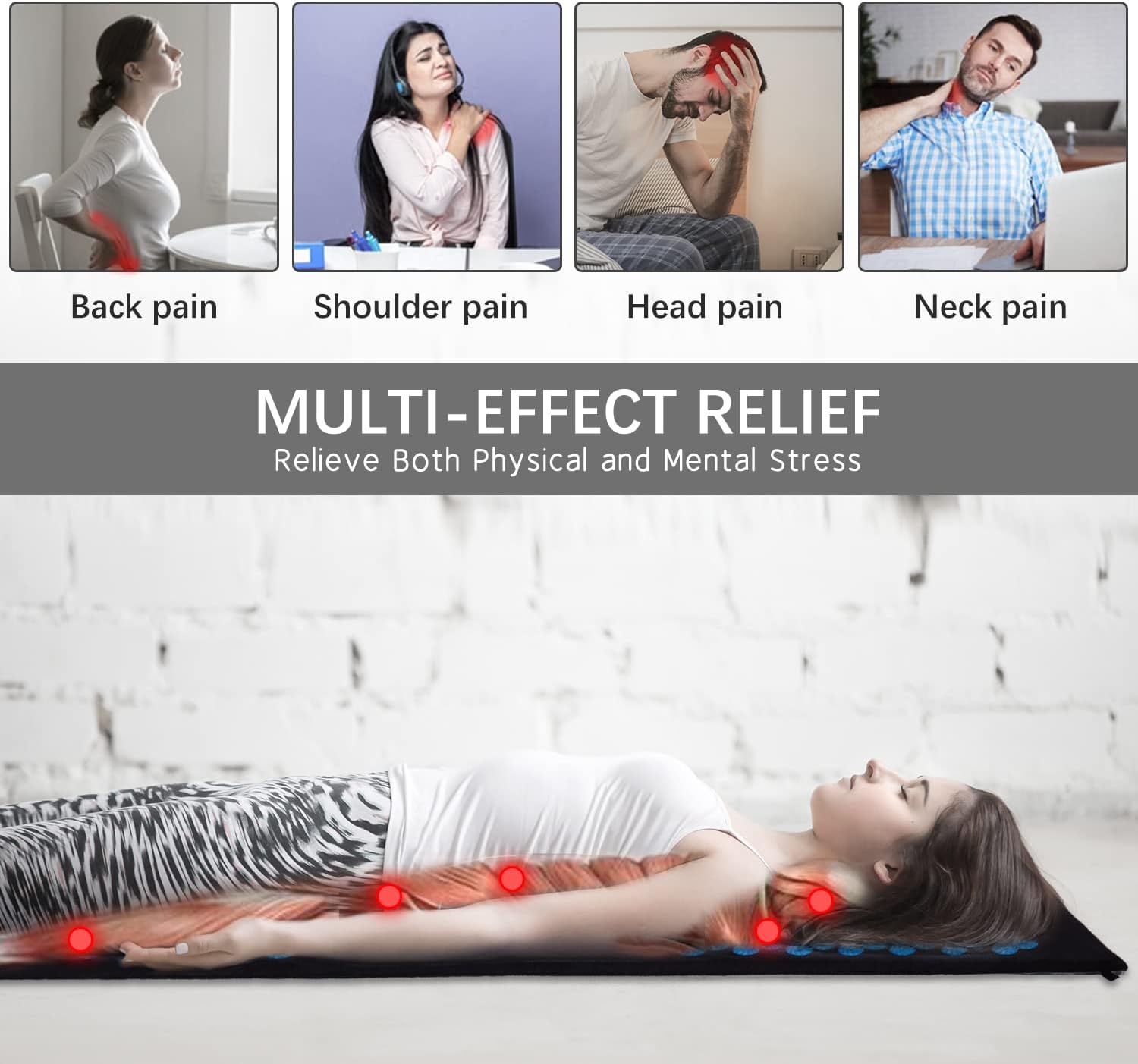 Extra Long Yoga Acupressure Cushion Set | Massage Needlepoint Cushion Large | Magnetic Cushion Acupressure Body Cushion and Pillow for Neck and Back Pain Relief (Blue)