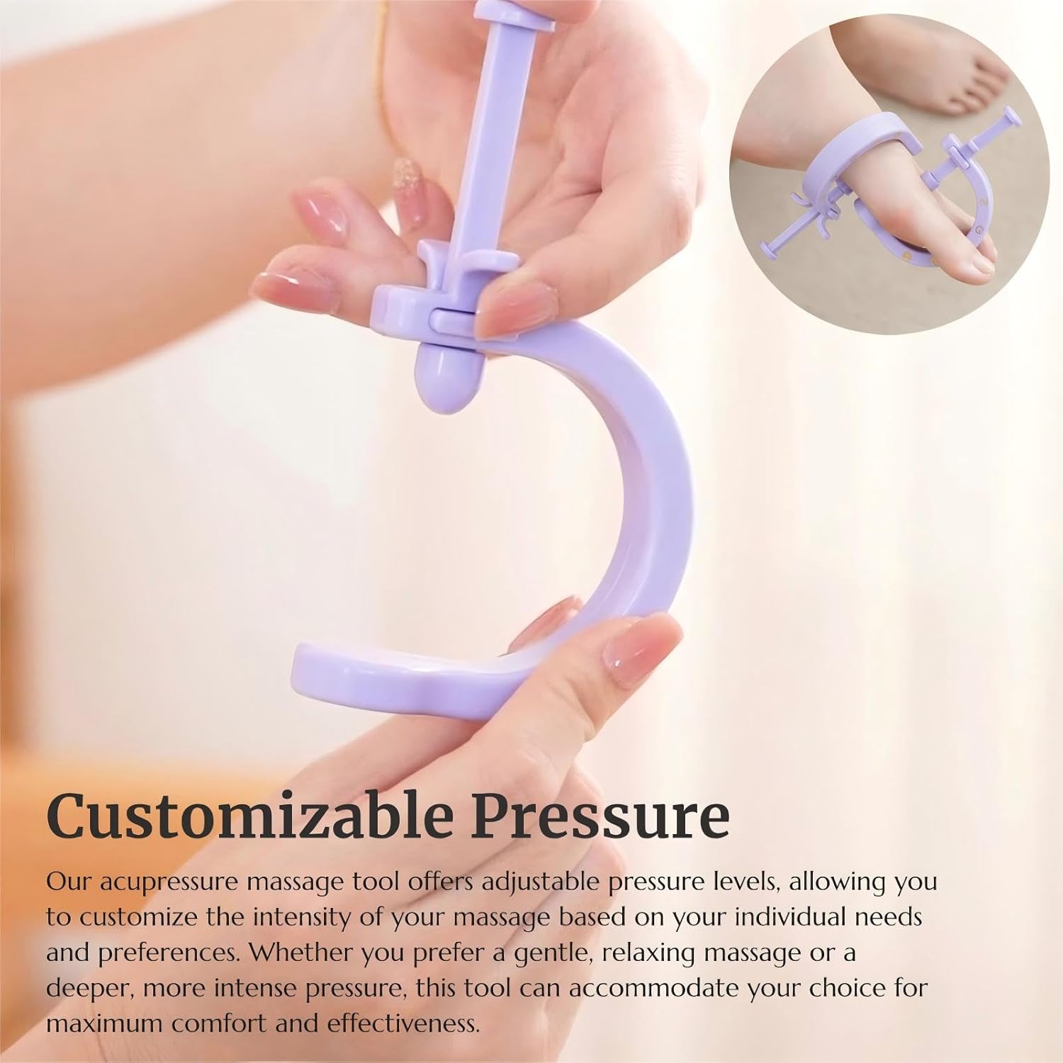 Adjustable Acupressure Point Massage Tool | Acupuncture Pressure Point Massager with Fixed Clip | Relieve Foot | Hand and Ear Pain (1*Gray)